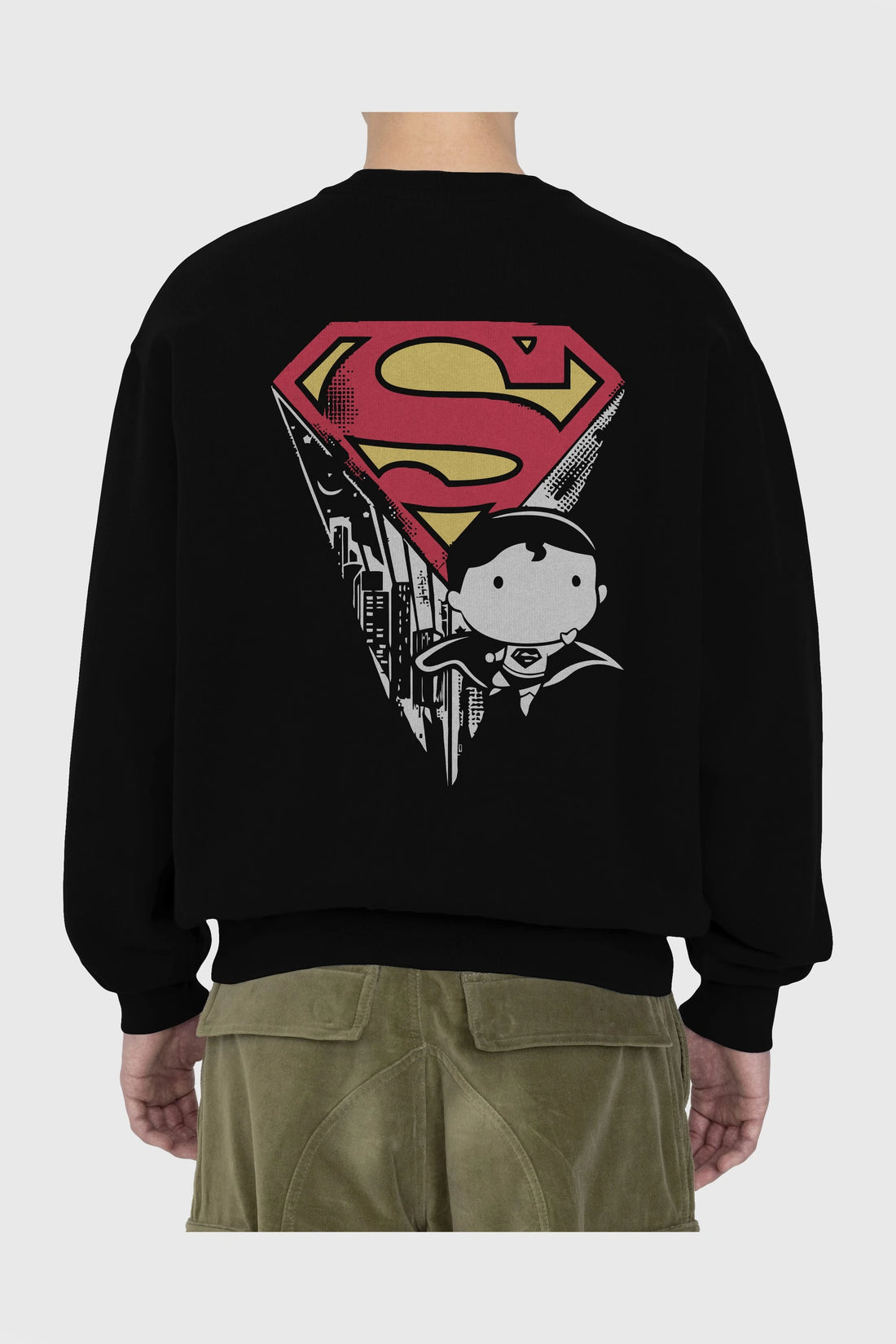 Superman Arka Baskılı Oversize Sweatshirt Erkek Kadın Unisex