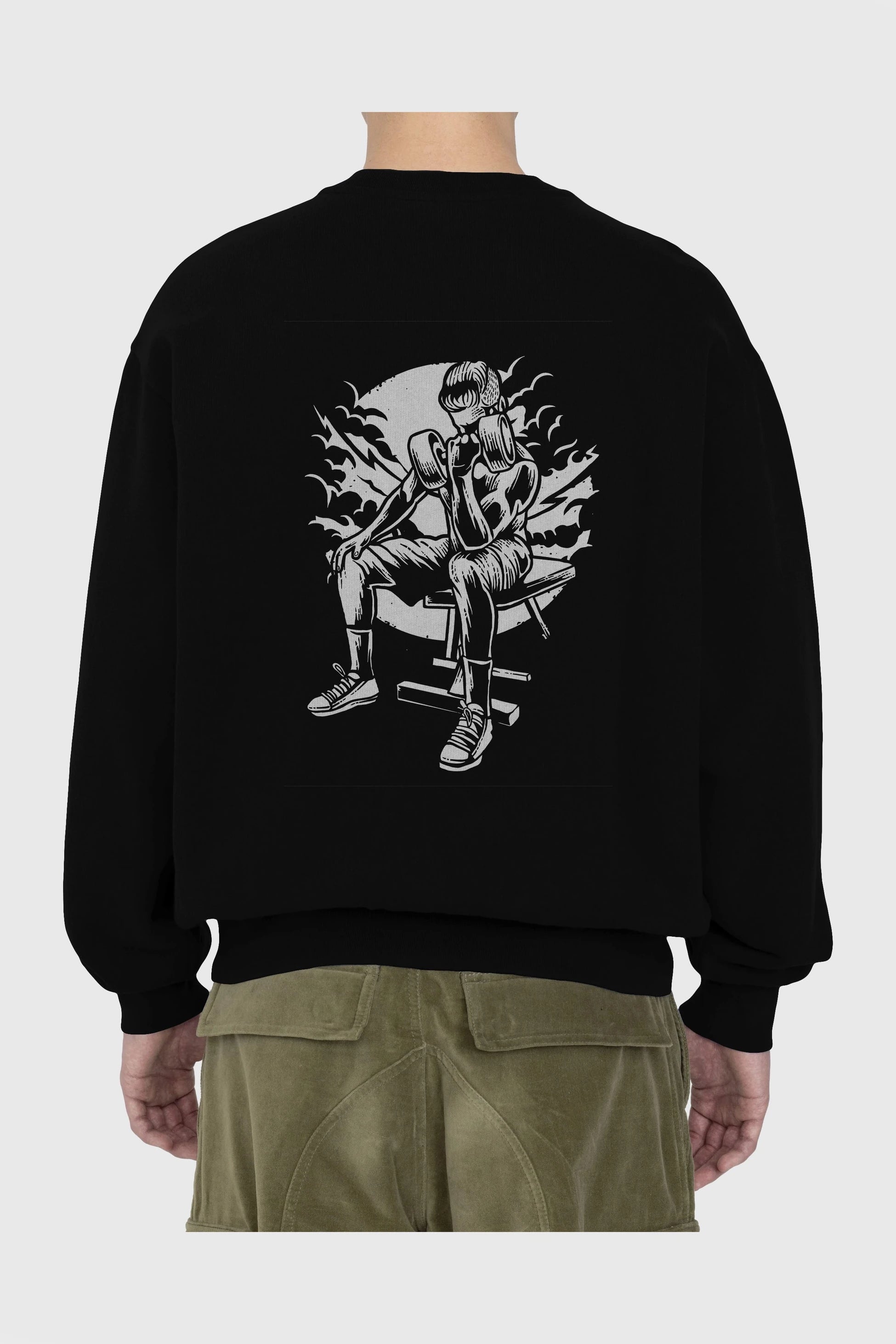 No Pain No Gain Arka Baskılı Oversize Sweatshirt Erkek Kadın Unisex