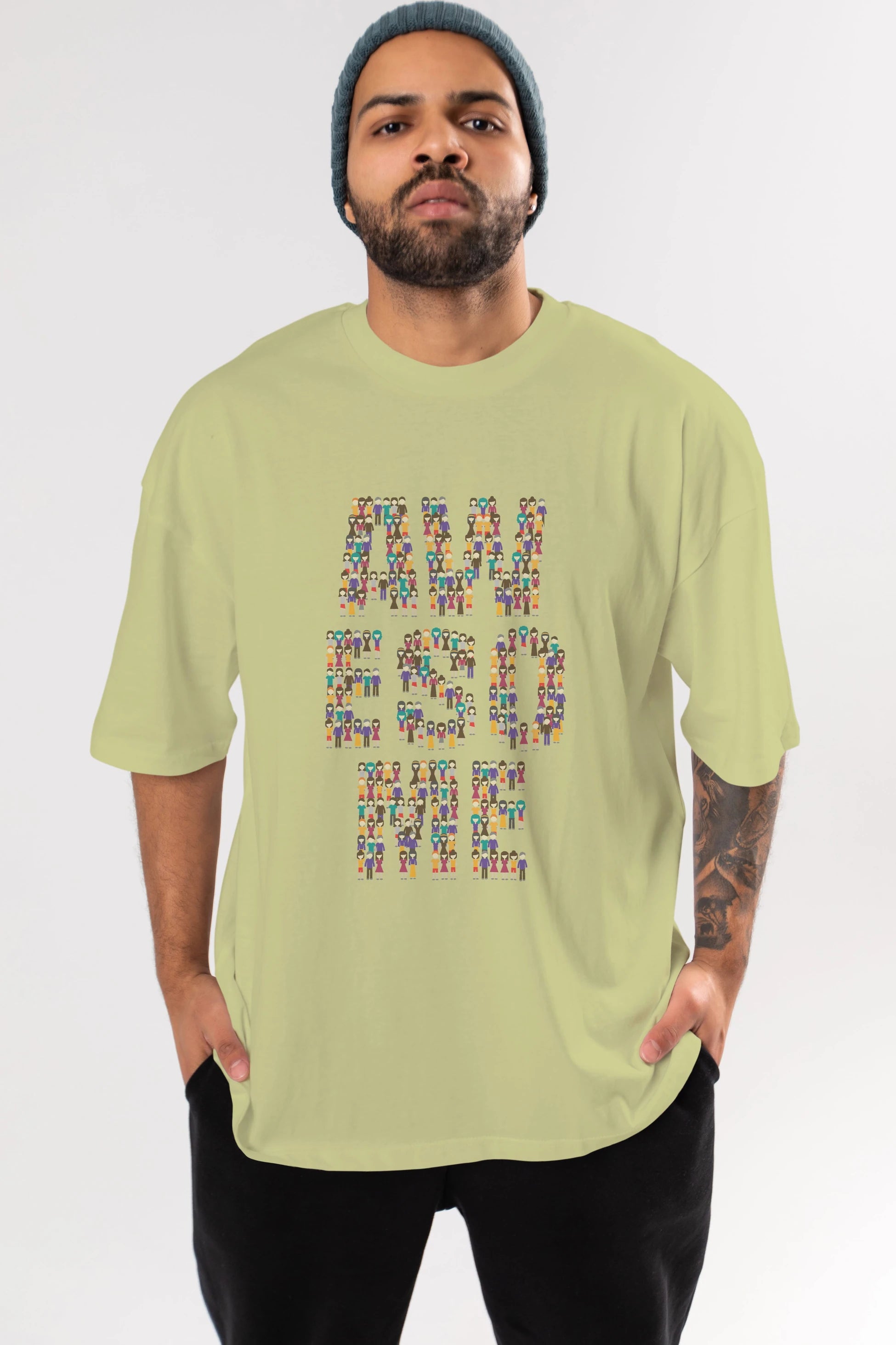 Awesome Ön Baskılı Oversize t-shirt %100 pamuk Erkek Kadın Unisex