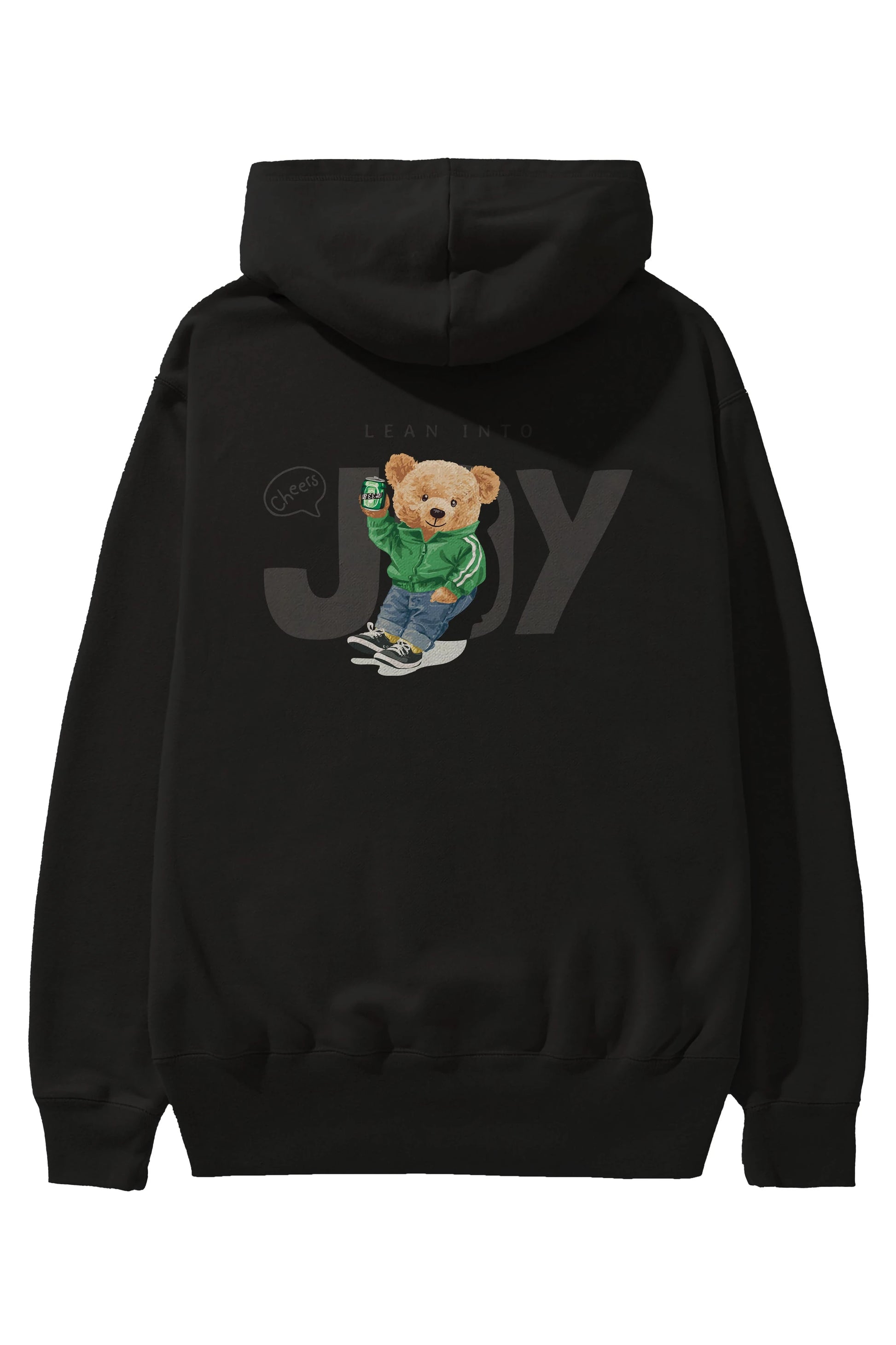 Teddy Bear Joy Arka Baskılı Hoodie Oversize Kapüşonlu Sweatshirt Erkek Kadın Unisex