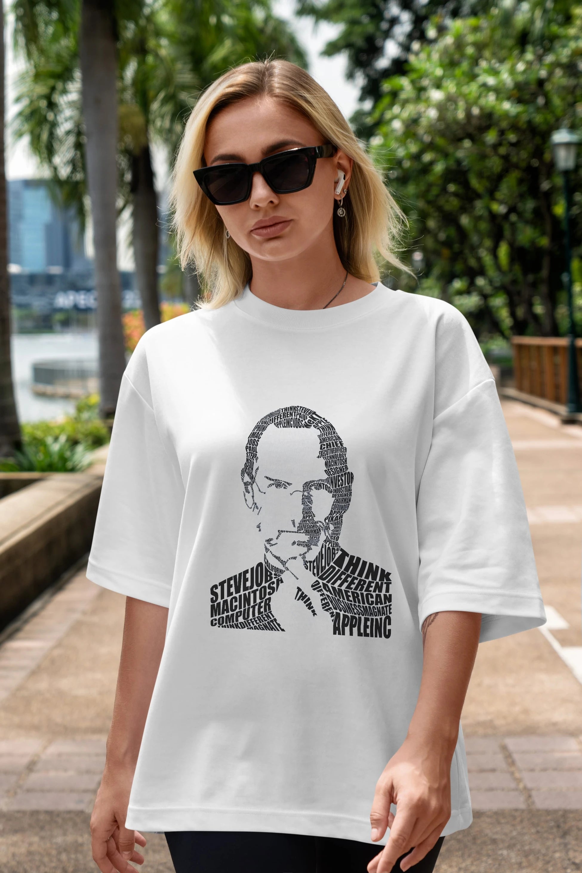 Steve Jobs Calligram Ön Baskılı Oversize t-shirt %100 pamuk Erkek Kadın Unisex