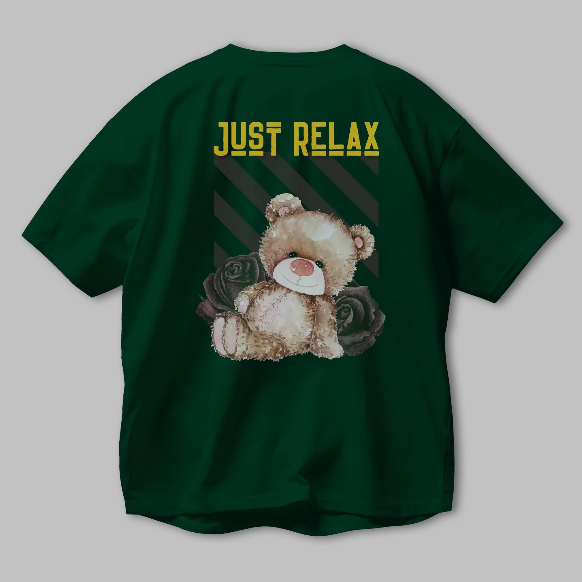 Just Relax Teddy Bear Arka Baskılı Oversize t-shirt Erkek Kadın Unisex