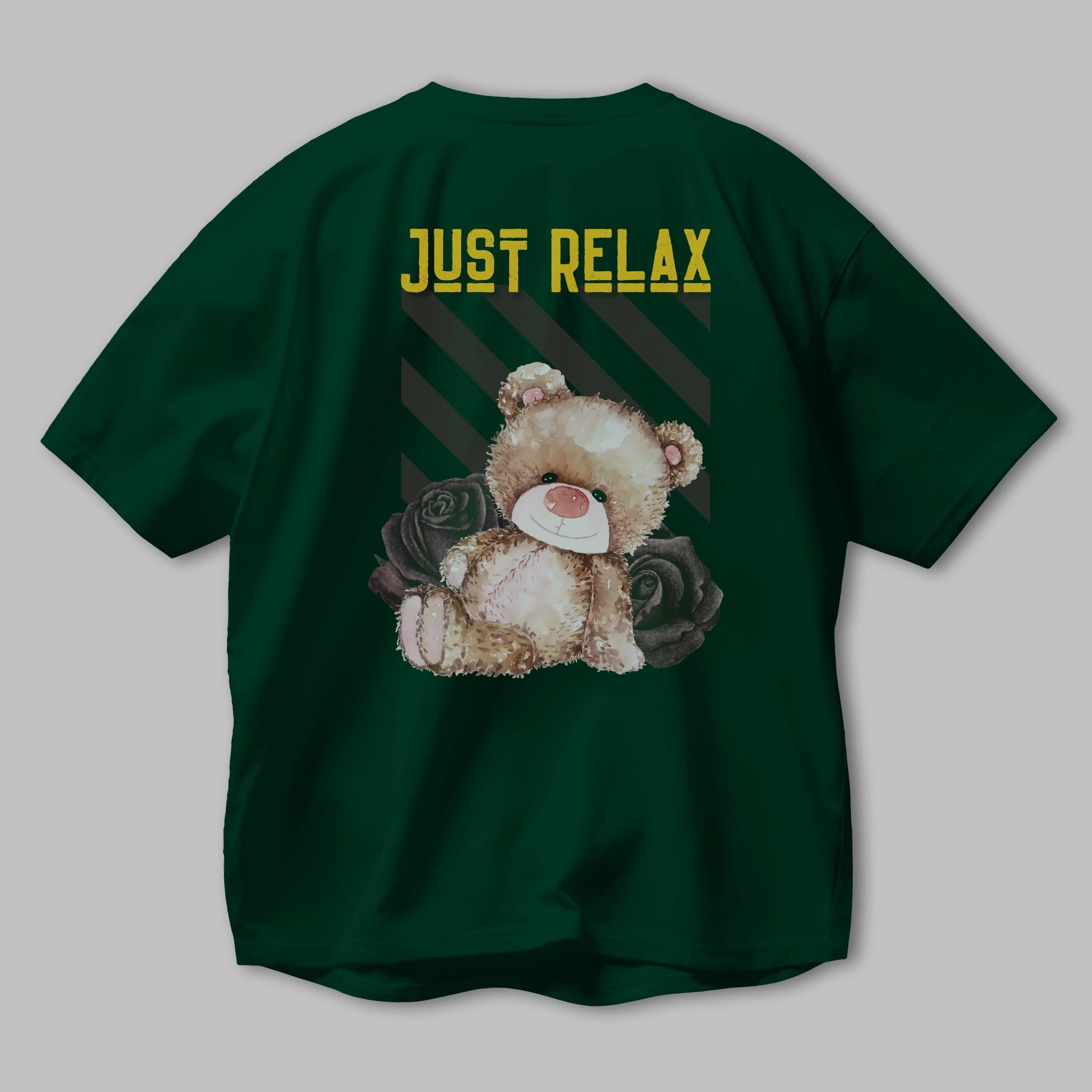Just Relax Teddy Bear Arka Baskılı Oversize t-shirt Erkek Kadın Unisex