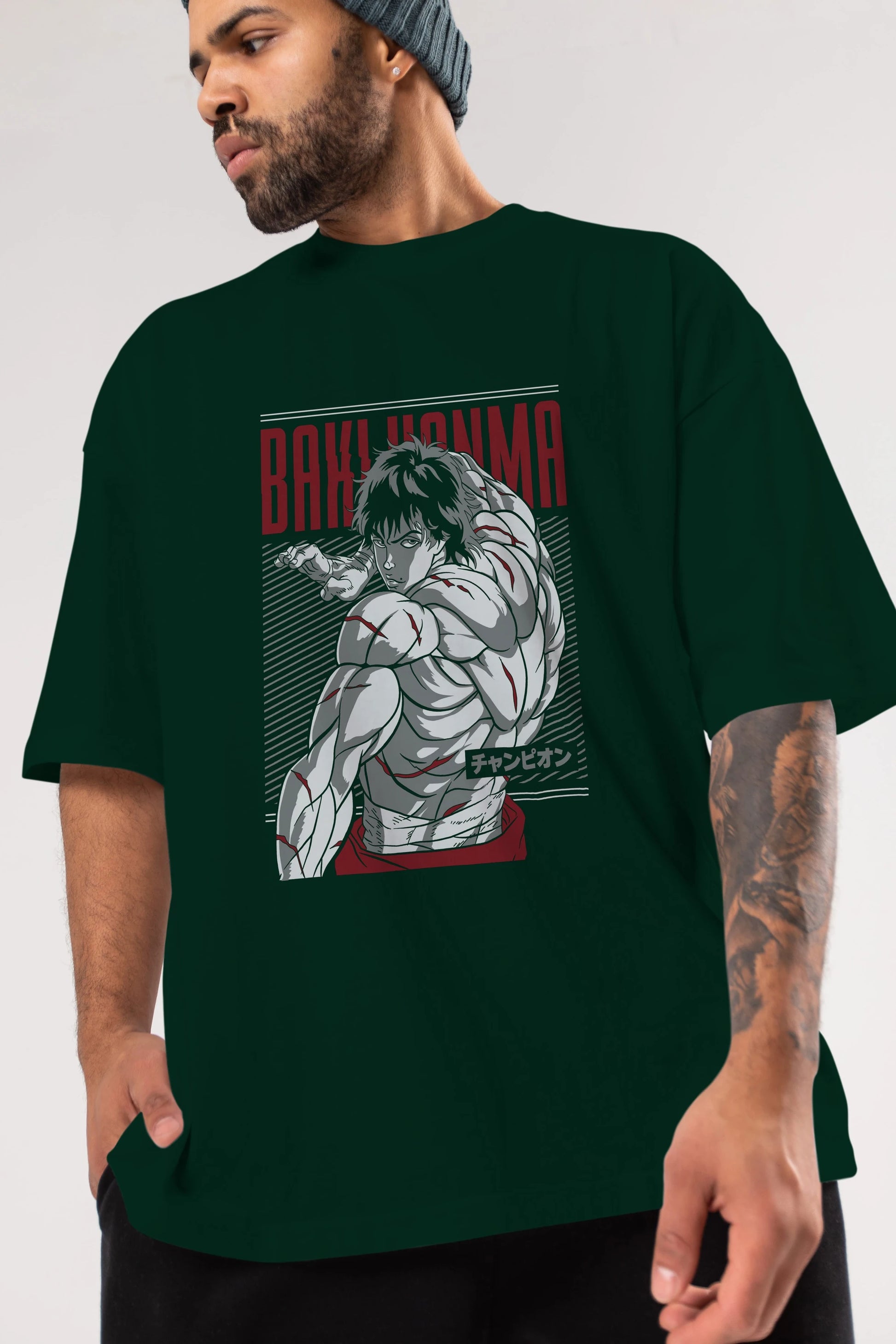 BAKI HANMA Anime Ön Baskılı Oversize t-shirt %100 pamuk Erkek Kadın Unisex