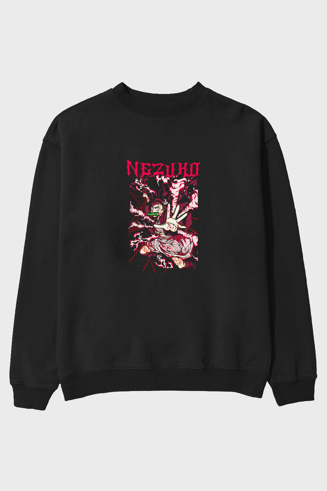 NEZUKO KAMADO Anime Ön Baskılı Oversize Sweatshirt Erkek Kadın Unisex