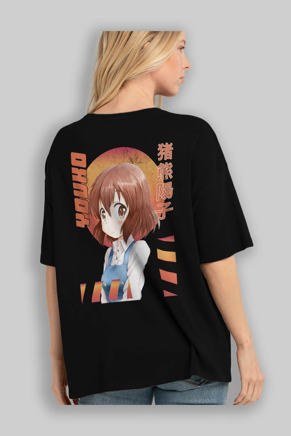 Youko Inokuma 5 Anime Arka Baskılı Oversize t-shirt Erkek Kadın Unisex