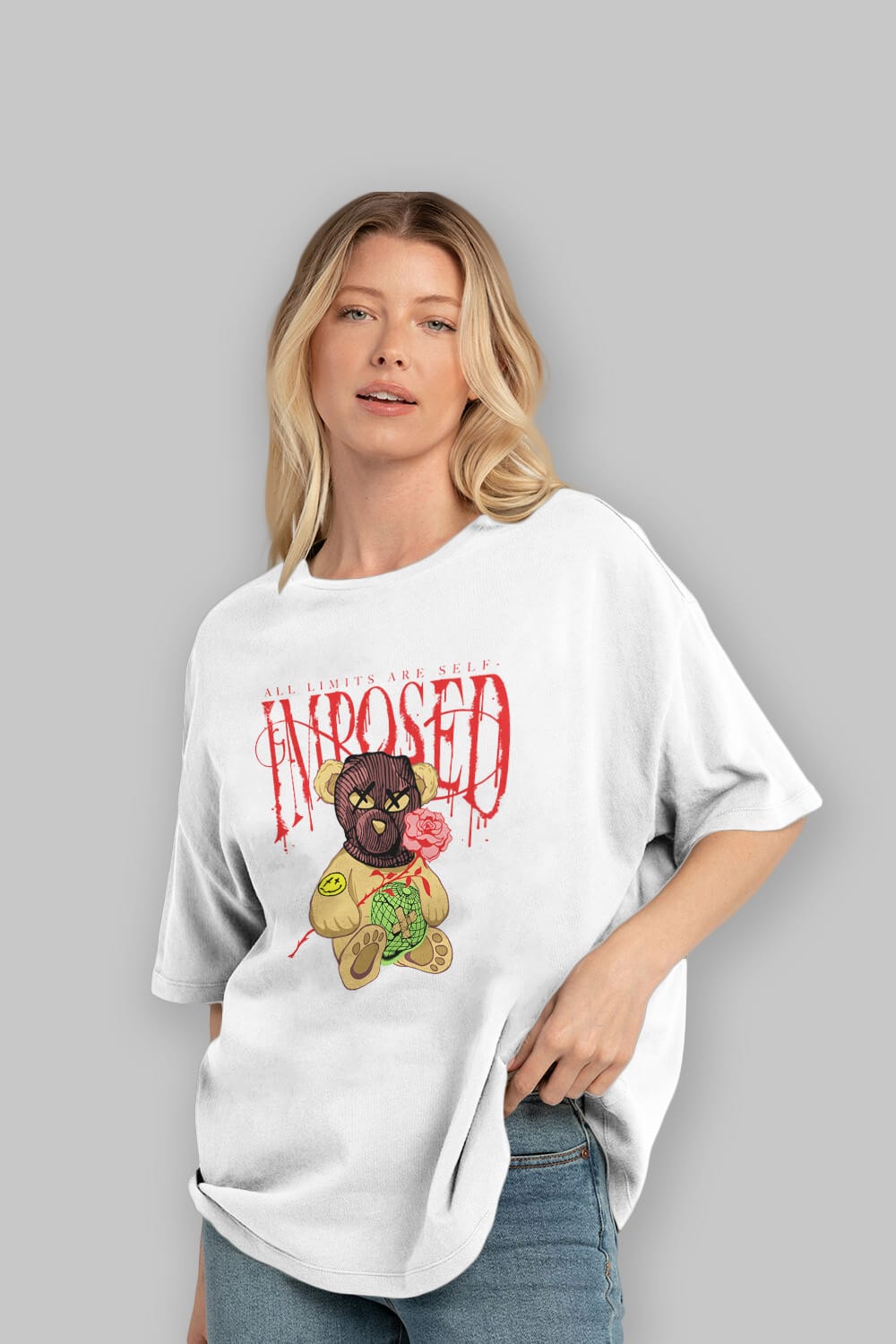 All Limits Bear Ön Baskılı Oversize t-shirt Erkek Kadın Unisex