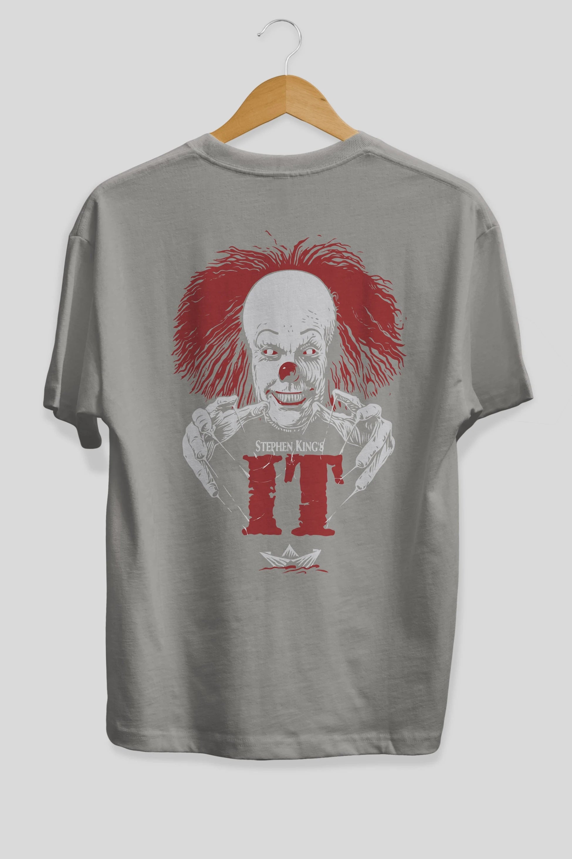 it Arka Baskılı Oversize t-shirt Erkek Kadın Unisex %100 Pamuk Bisiklet Yaka tişort
