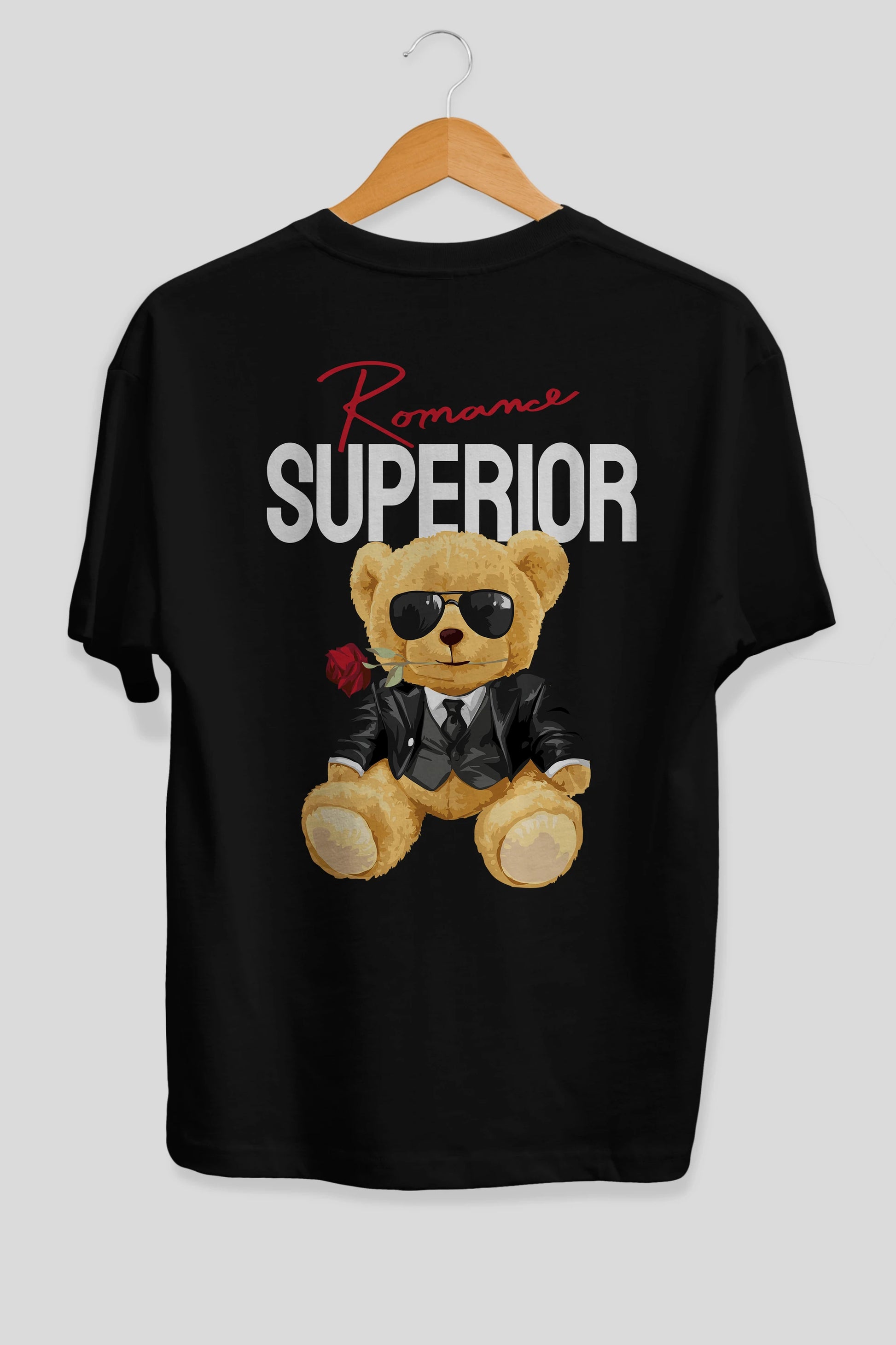 Teddy Bear Romance Superior Arka Baskılı Oversize t-shirt Erkek Kadın Unisex %100 Pamuk