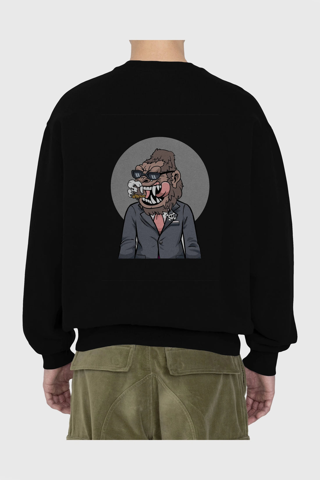 Monkey Suits Arka Baskılı Oversize Sweatshirt Erkek Kadın Unisex