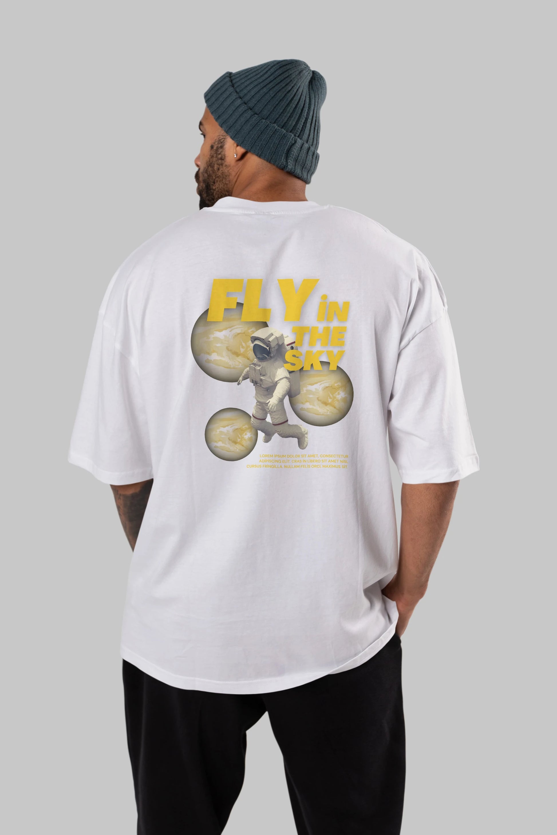 Fly in The Sky Arka Baskılı Oversize t-shirt Erkek Kadın Unisex