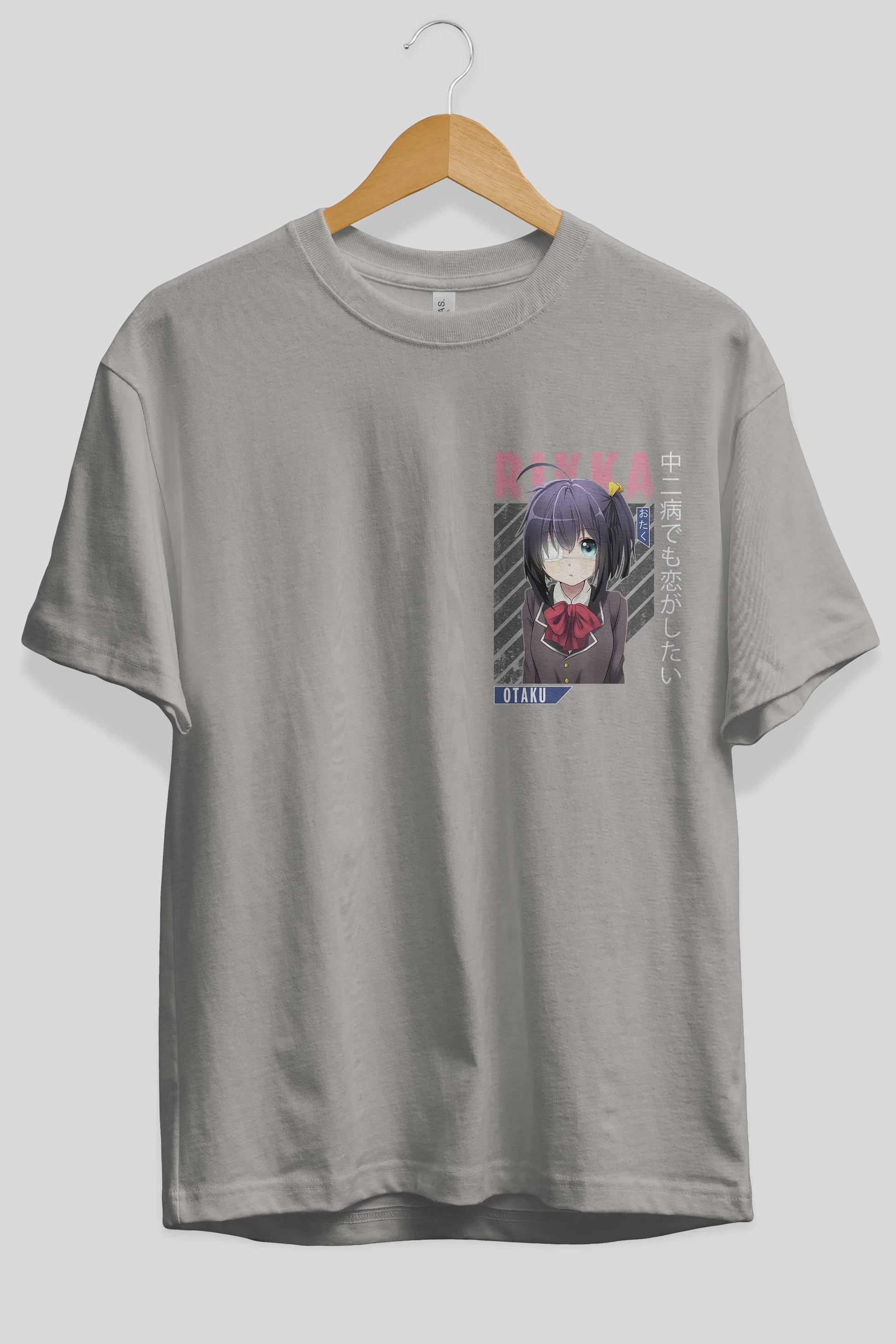 Rikka Takanashi 9 Ön Sol Baskılı Oversize t-shirt Erkek Kadın Unisex %100 Pamuk Bisiklet Yaka tişort