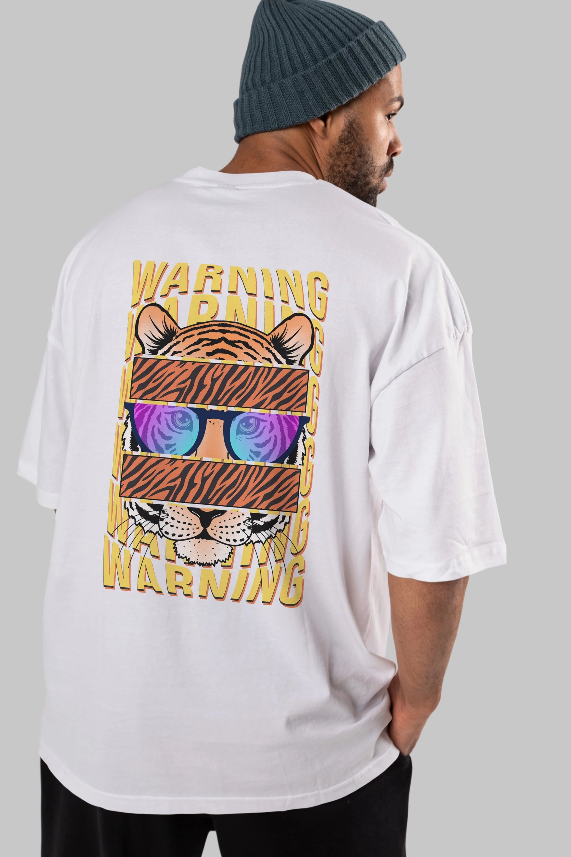 Warning Yazılı Arka Baskılı Oversize t-shirt Erkek Kadın Unisex