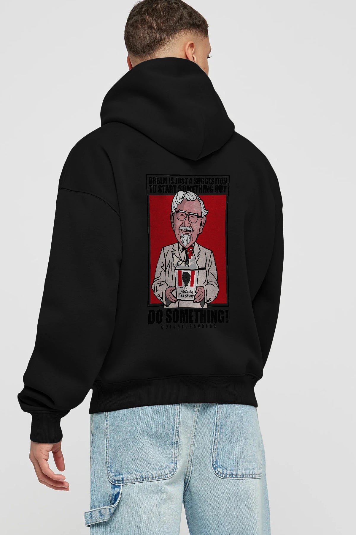 Colonel Sanders Arka Baskılı Hoodie Oversize Kapüşonlu Sweatshirt Erkek Kadın Unisex
