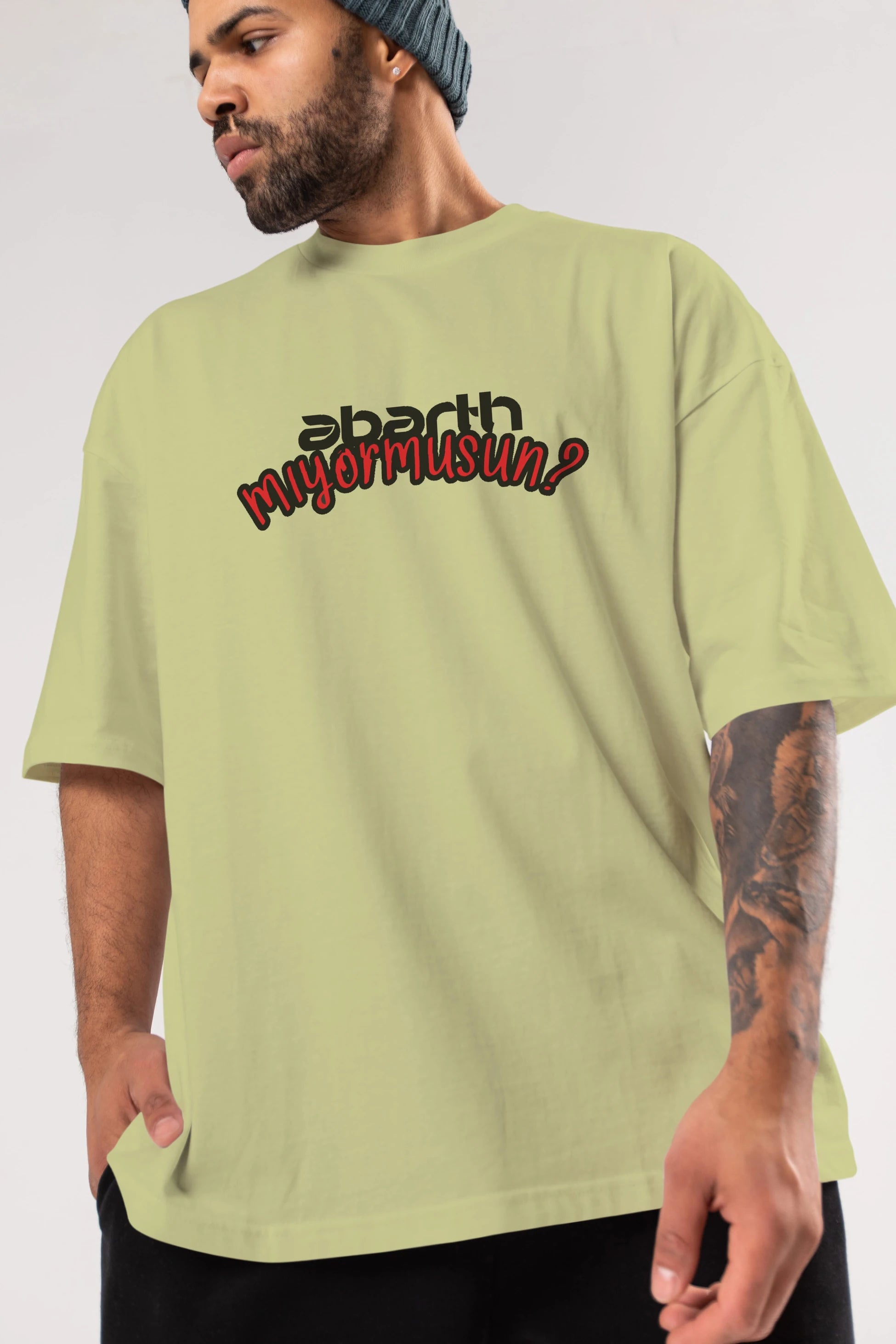 Abarth  Mıyormusun Ön Baskılı Oversize t-shirt %100 pamuk Erkek Kadın Unisex