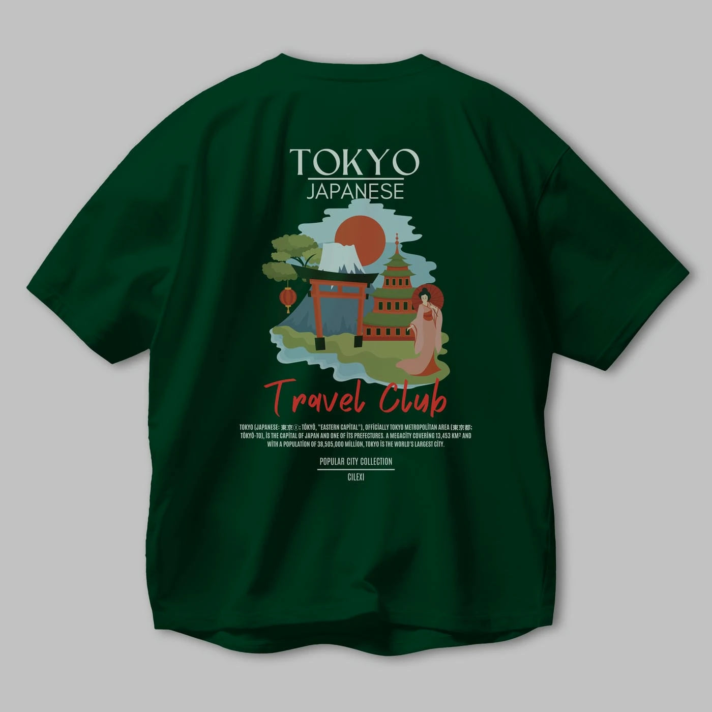 Tokyo Japanese Arka Baskılı Oversize t-shirt Erkek Kadın Pamuk Bisiklet Yaka tişort