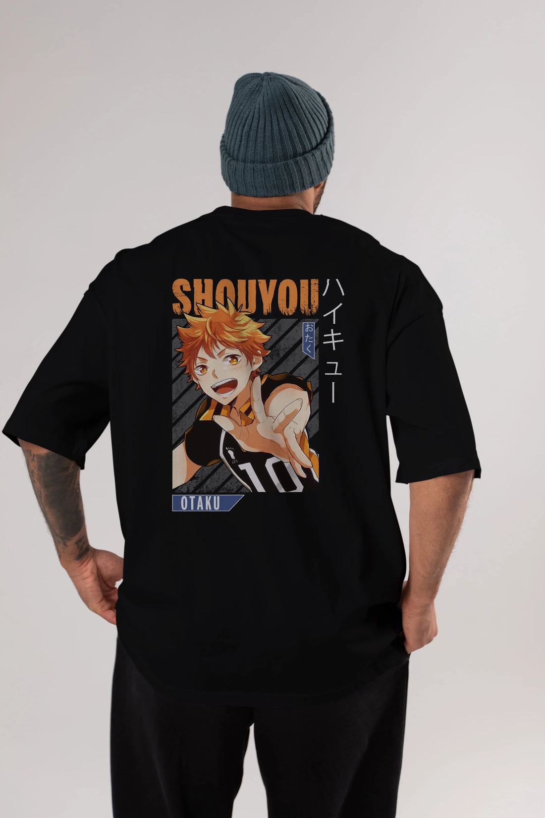 Shouyou Hinata 9 Anime Arka Baskılı Oversize t-shirt Erkek Kadın Unisex