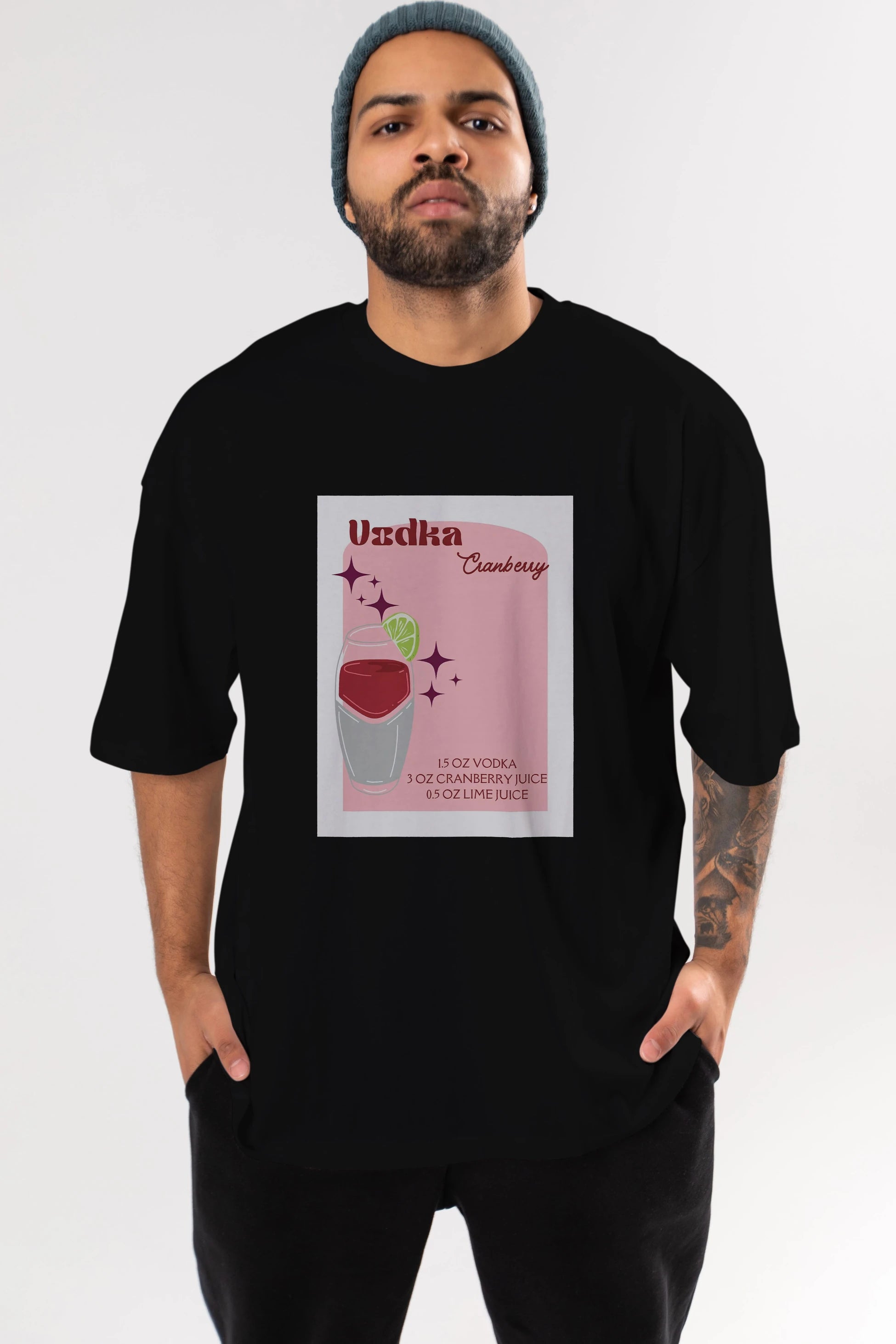 Vodka Cranberry 2 Ön Baskılı Oversize t-shirt Erkek Kadın Unisex %100 Pamuk Bisiklet Yaka tişort