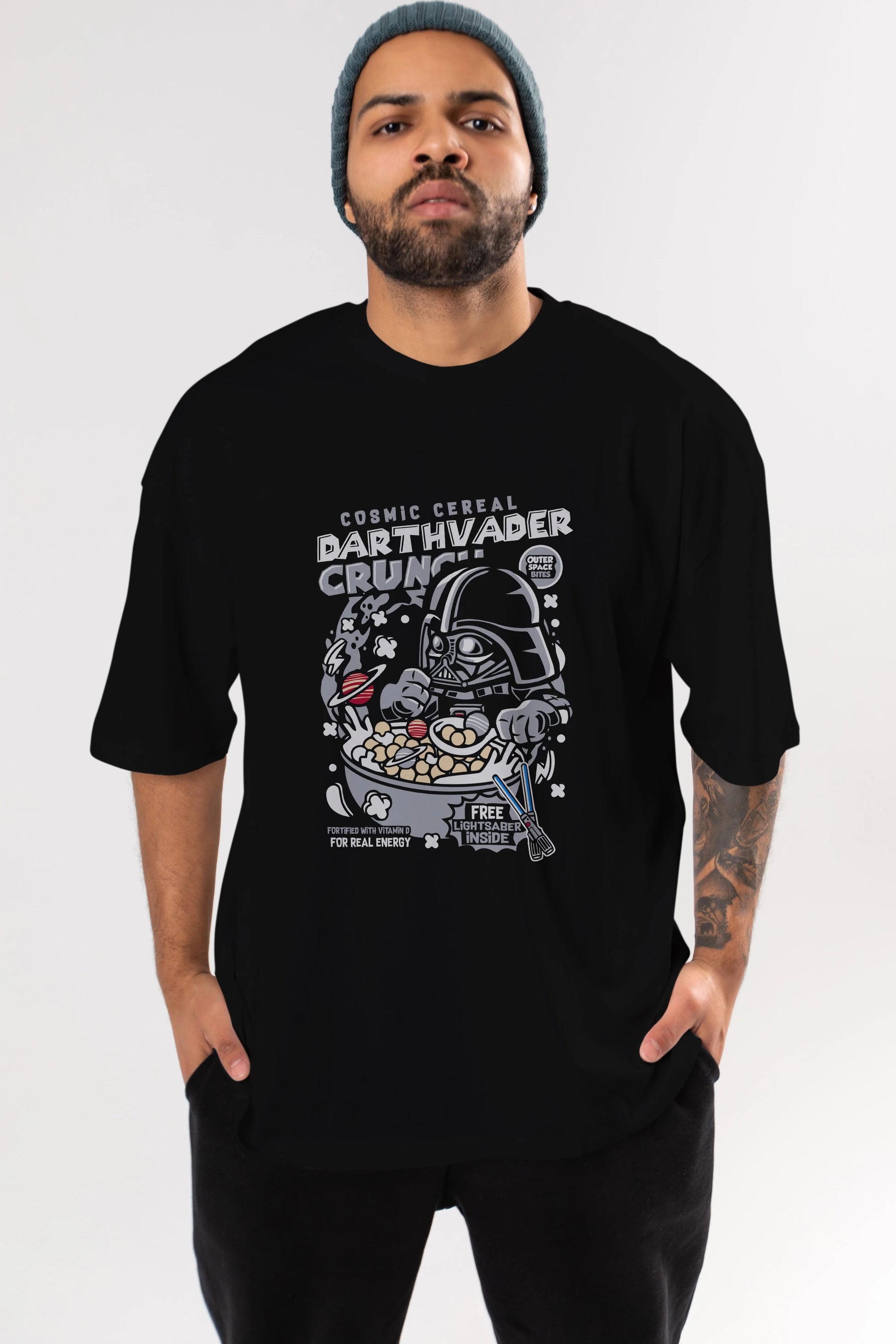Darth Vader (2) Ön Baskılı Oversize t-shirt Erkek Kadın Unisex %100 Pamuk Bisiklet Yaka tişort