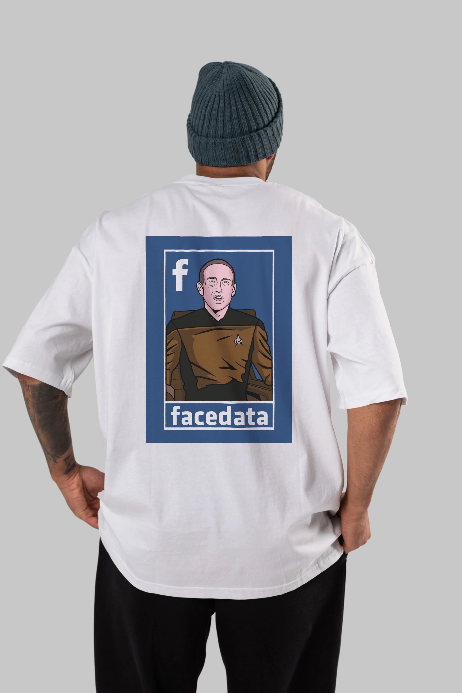 Zukerberg Data Arka Baskılı Oversize t-shirt Erkek Kadın Unisex %100 Pamuk tişort