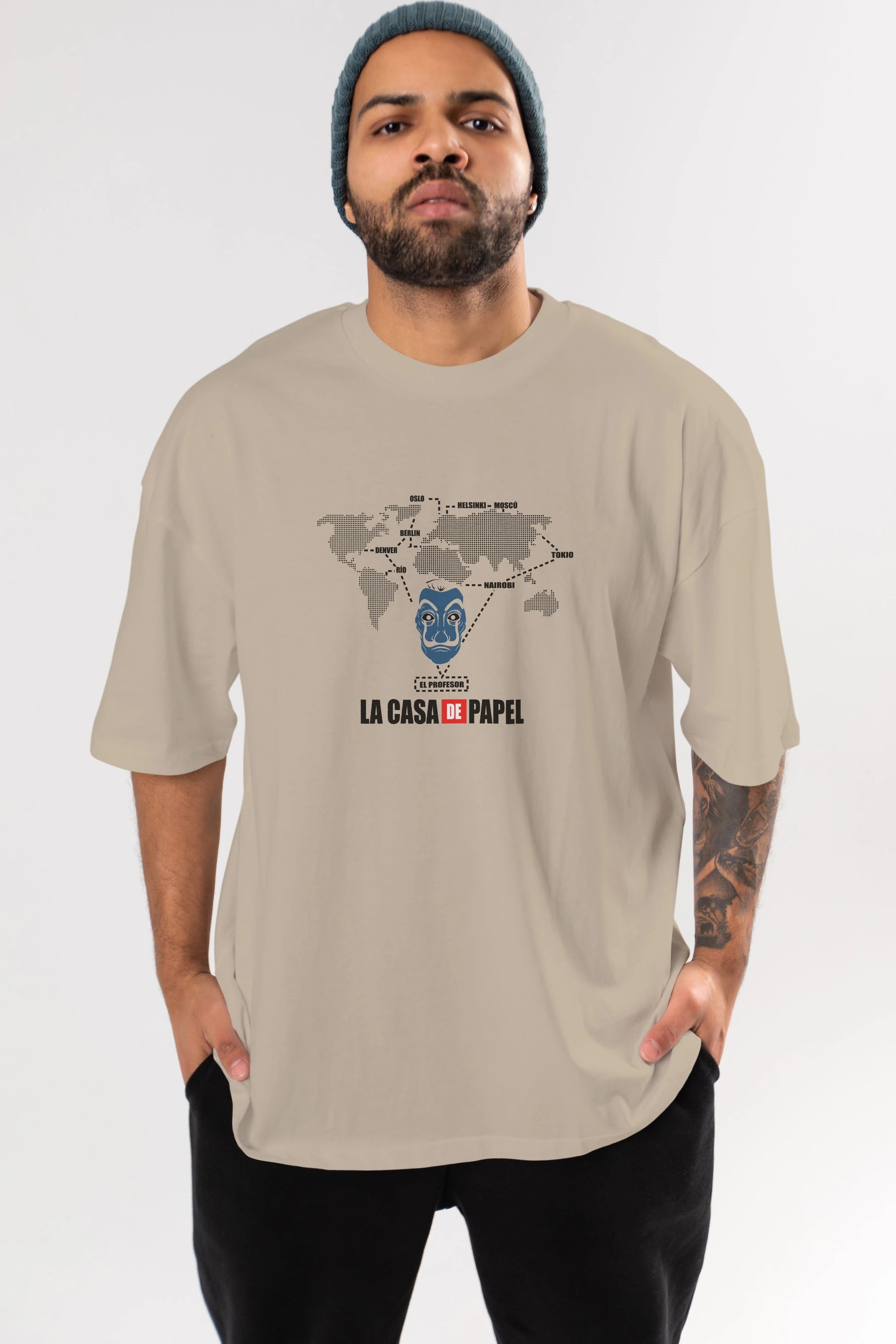 La Casa De Papel Ön Baskılı Oversize t-shirt Erkek Kadın Unisex %100 Pamuk Bisiklet Yaka tişort