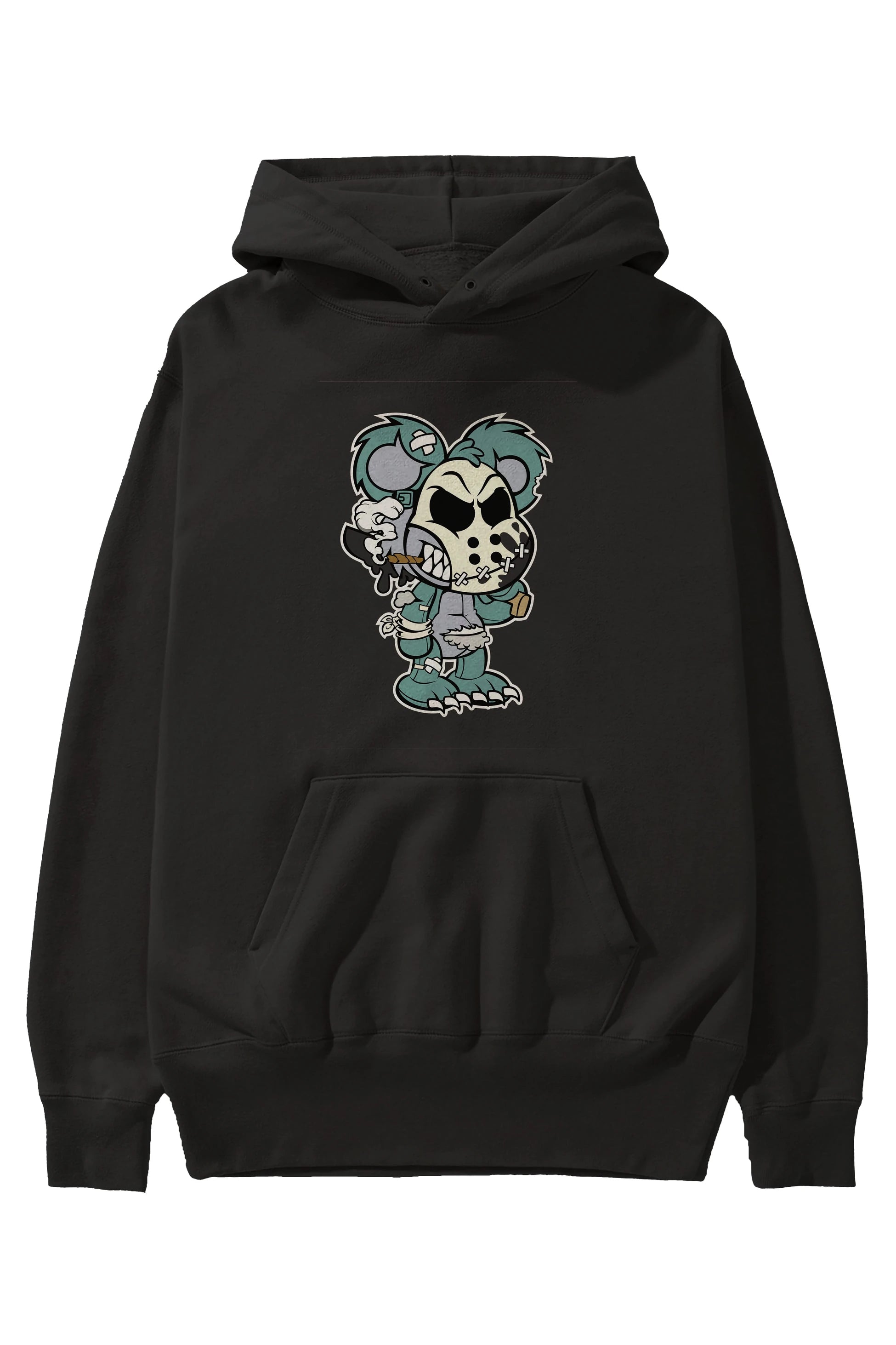 Evil Teddy Bear Ön Baskılı Hoodie Oversize Kapüşonlu Sweatshirt Erkek Kadın Unisex