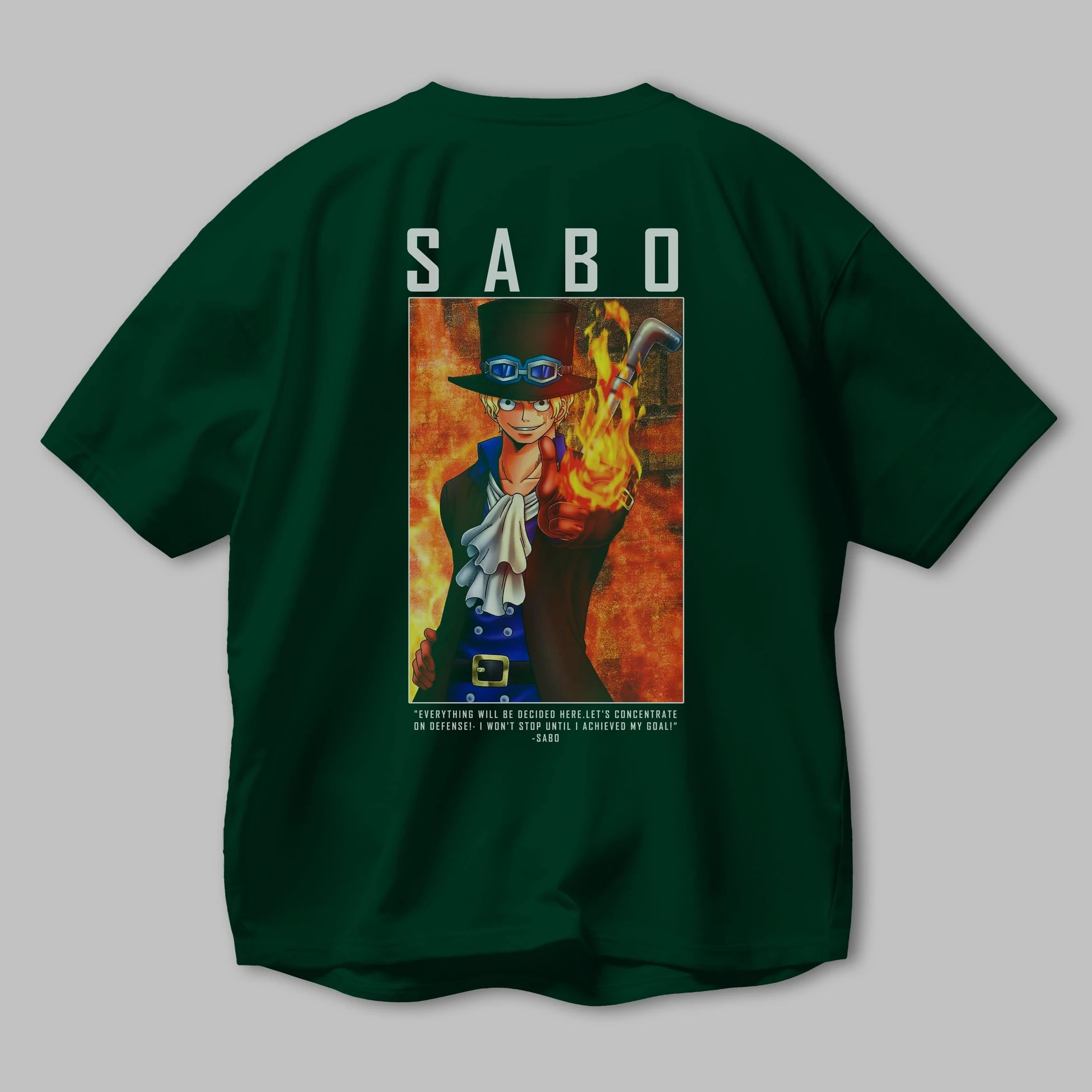 Sabo Anime Arka Baskılı Oversize t-shirt Erkek Kadın Unisex %100 pamuk tişort