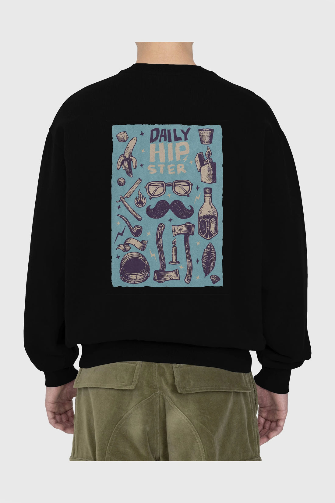 Hipster Arka Baskılı Oversize Sweatshirt Erkek Kadın Unisex