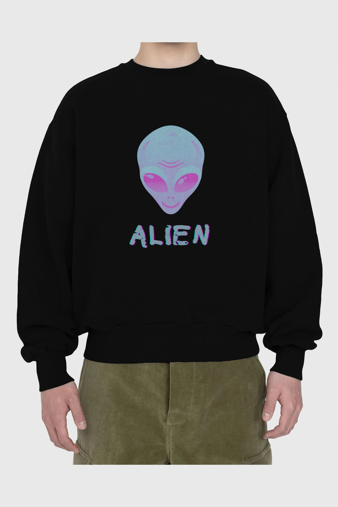Alien Ön Baskılı Oversize Sweatshirt Erkek Kadın Unisex