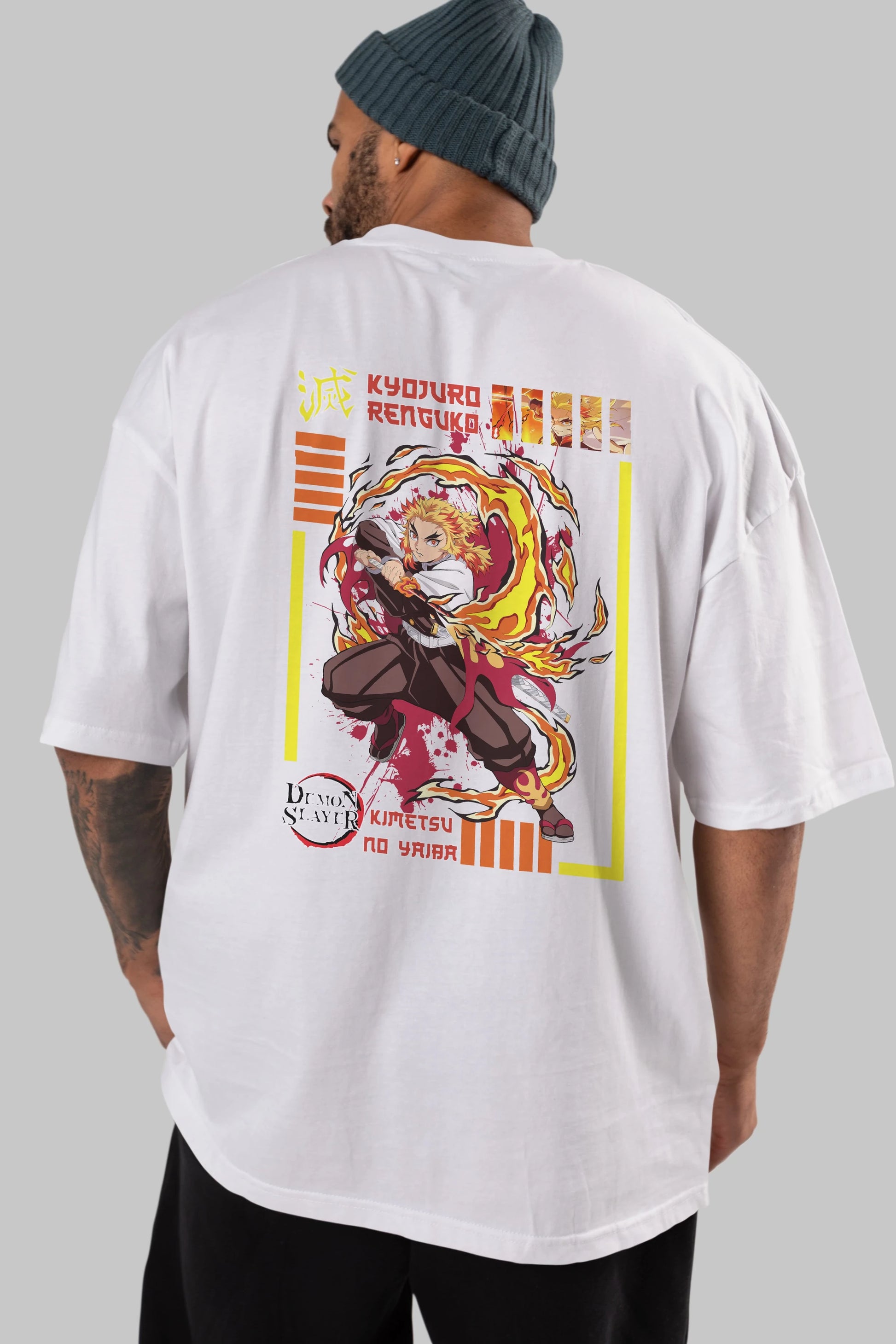 KYOJURO RENGOKU Anime Arka Baskılı Oversize t-shirt Erkek Kadın Unisex