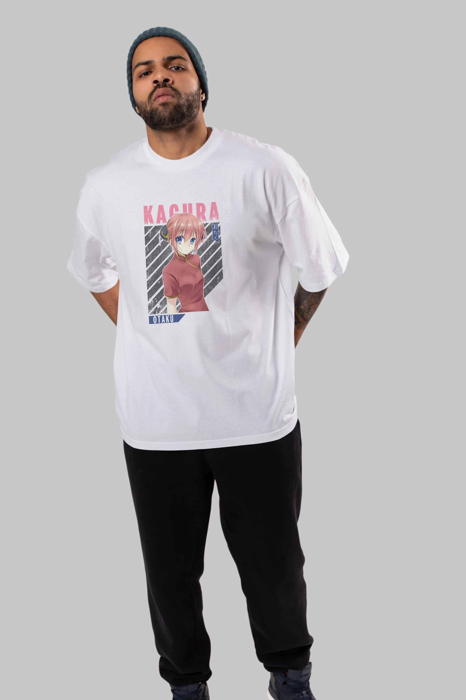 Kagura GINTAMA Anime Ön Baskılı Oversize t-shirt %100 pamuk Erkek Kadın Unisex