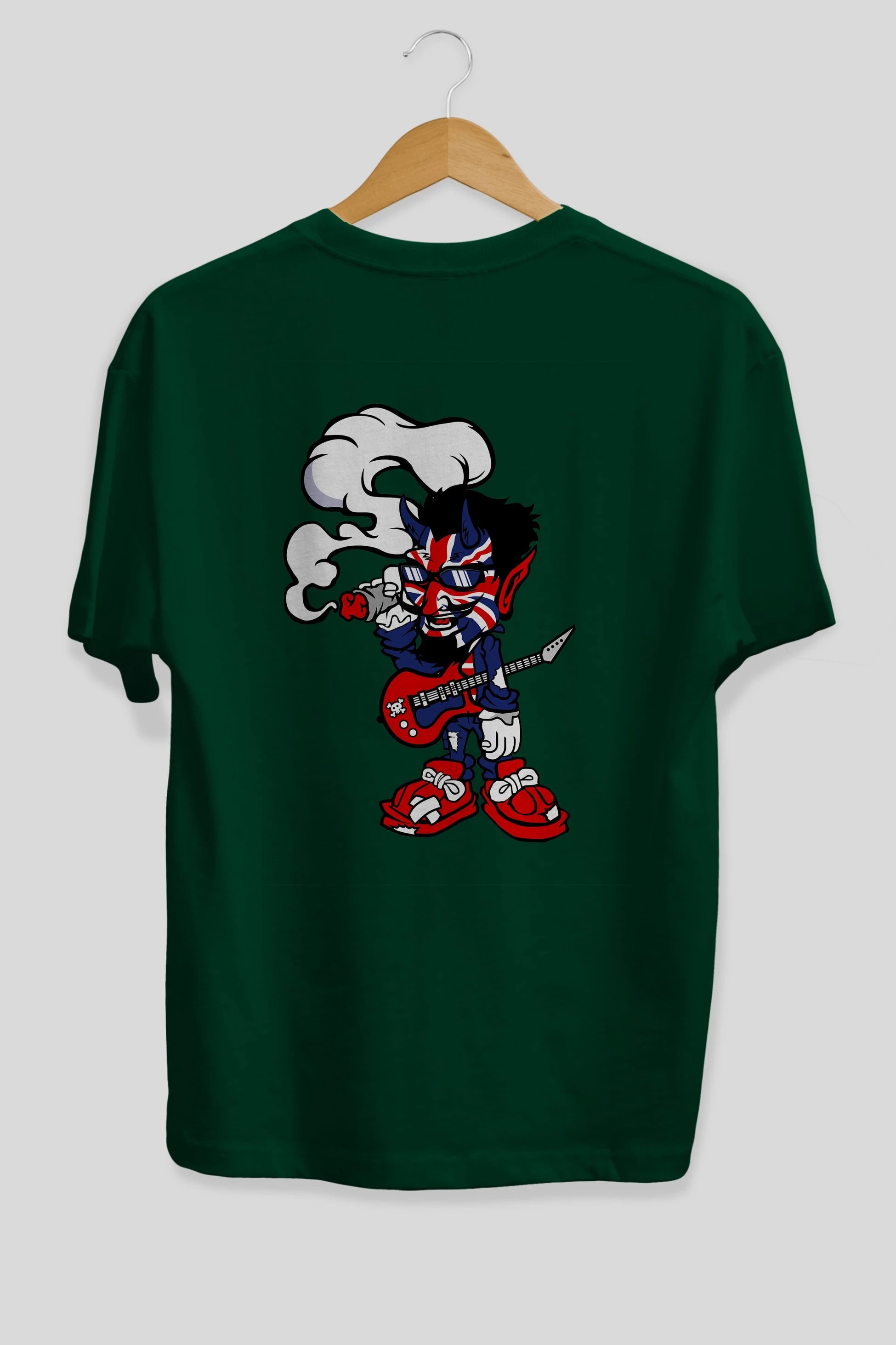 Uk Devil Rockstar Arka Baskılı Oversize t-shirt Erkek Kadın Unisex %100 Pamuk tişort