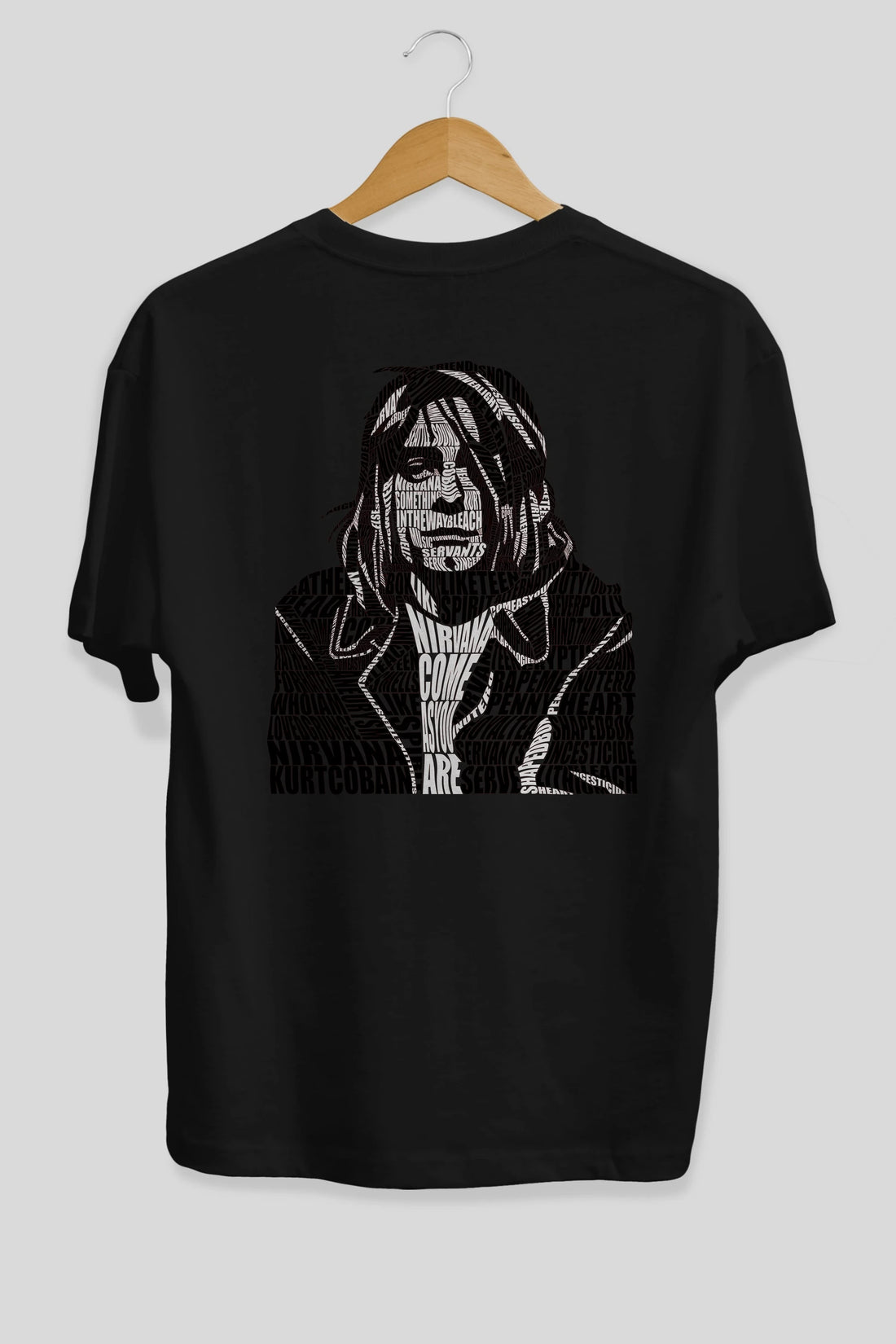 Kurt Cobain Calligram Arka Baskılı Oversize t-shirt %100 pamuk Erkek Kadın Unisex