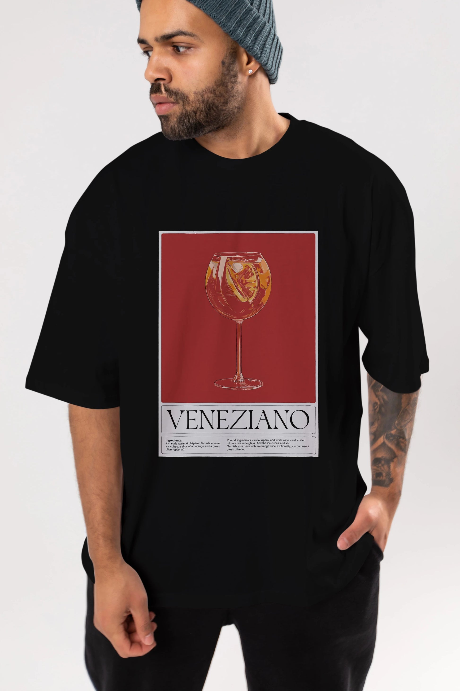 Veneziano Ön Baskılı Oversize t-shirt Erkek Kadın Unisex %100 Pamuk Bisiklet Yaka tişort