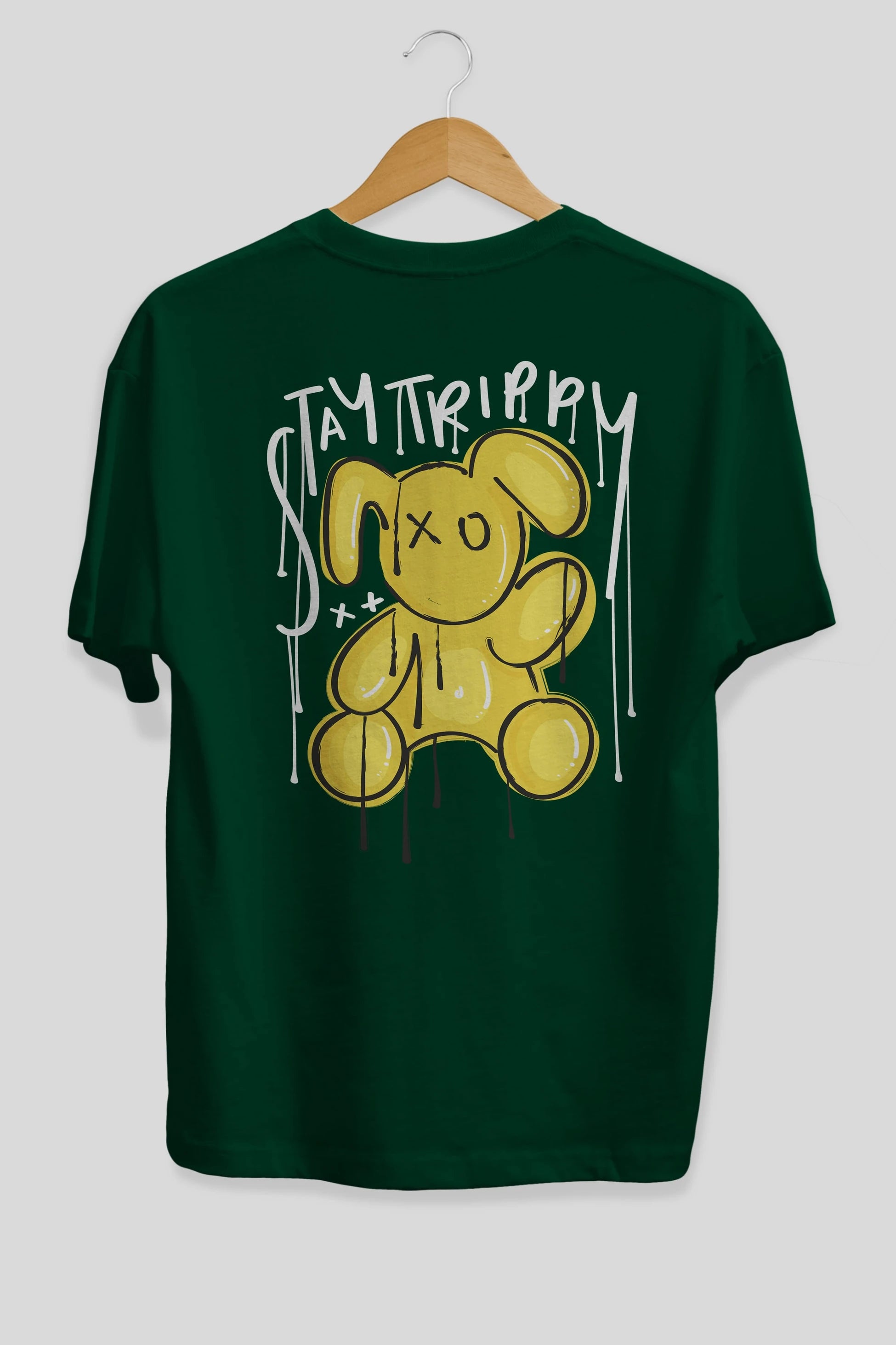 Stay Trippy Bear Arka Baskılı Oversize t-shirt Erkek Kadın Unisex