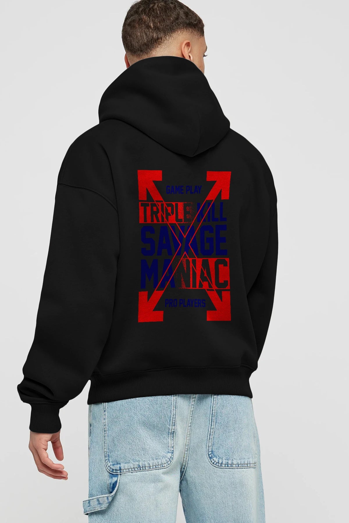 Kill Savage Arka Baskılı Hoodie Oversize Kapüşonlu Sweatshirt Erkek Kadın Unisex