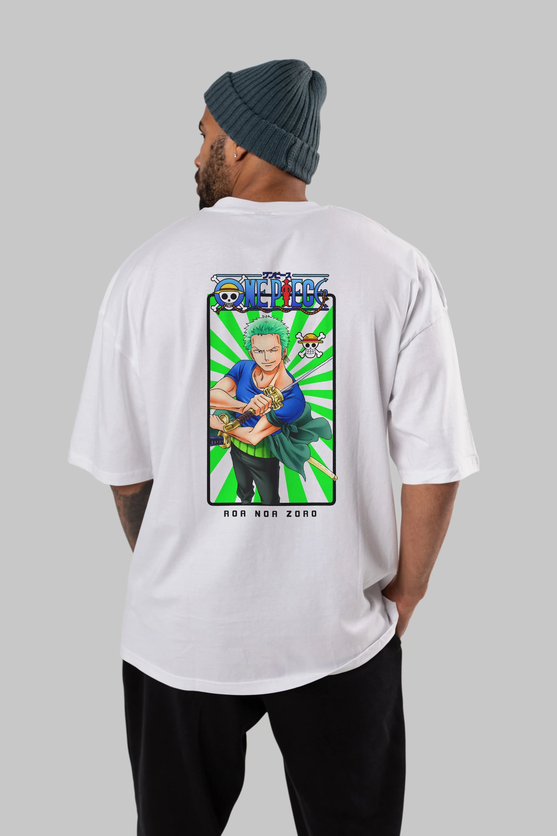 Roronoa Zoro 6 Anime Arka Baskılı Oversize t-shirt Erkek Kadın Unisex %100 pamuk tişort