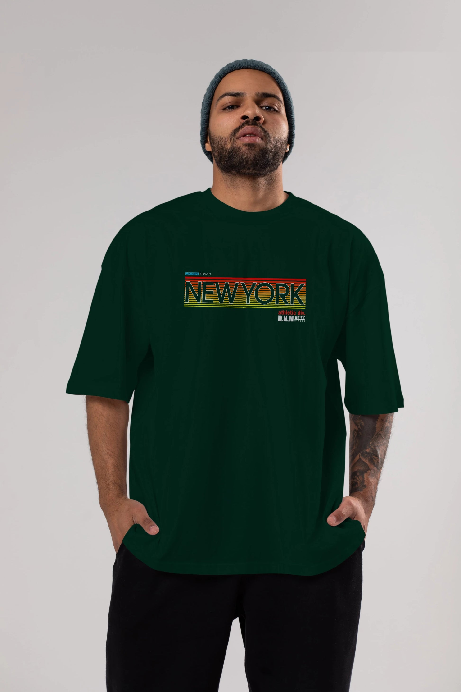 New York Denim Ön Baskılı Oversize t-shirt Erkek Kadın Unisex