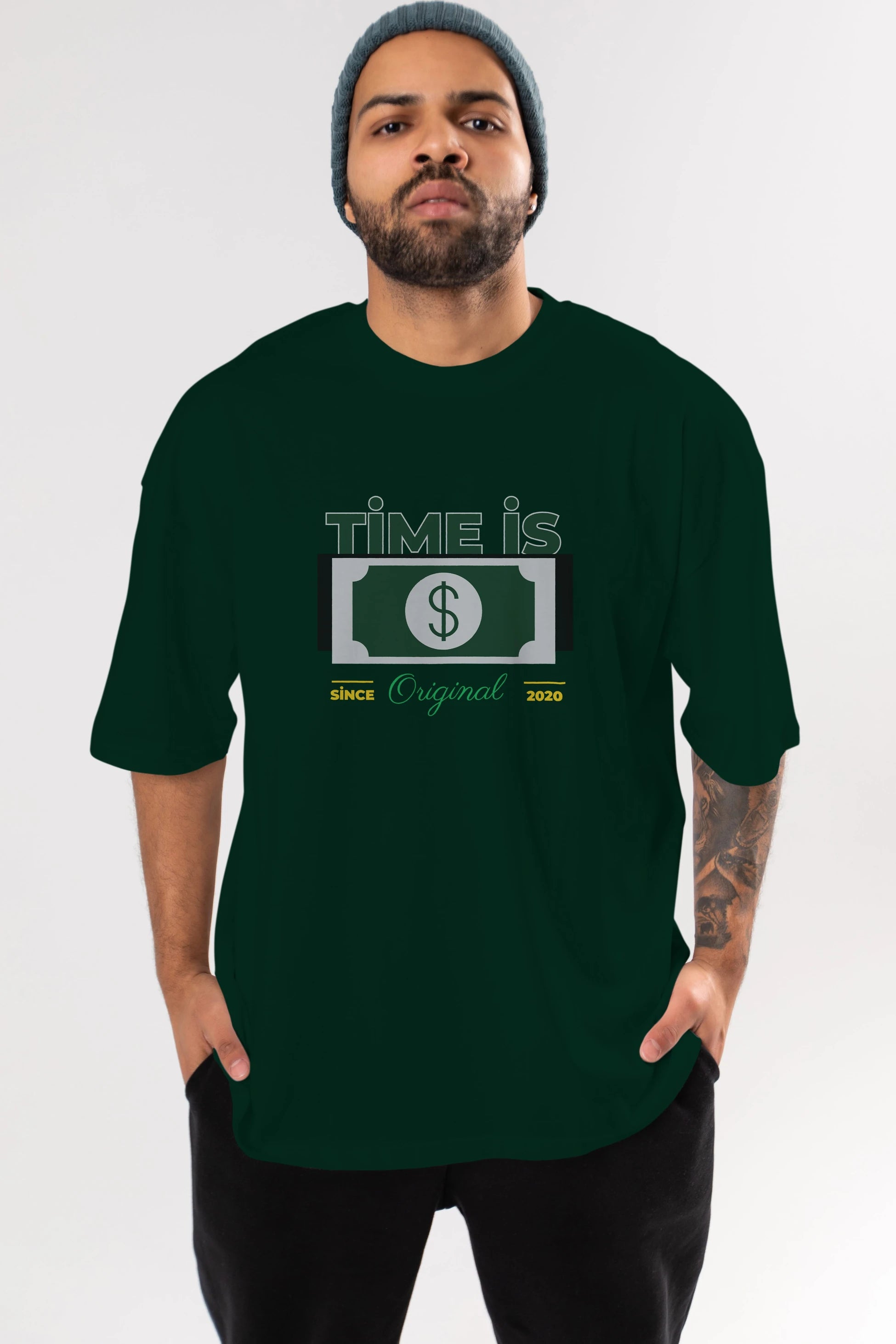 Time is Original Ön Baskılı Oversize t-shirt Erkek Kadın Unisex