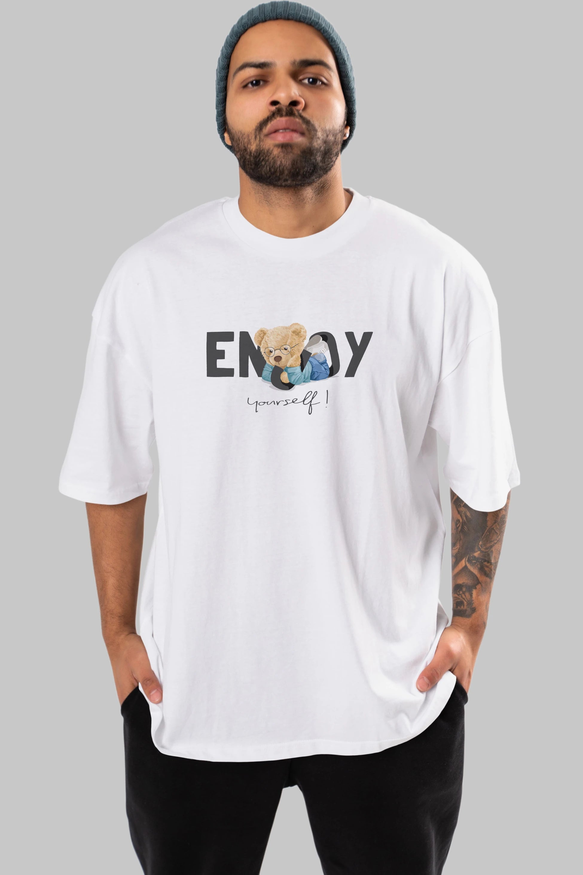 Teddy Bear Yourself Ön Baskılı Oversize t-shirt Erkek Kadın Unisex %100 Pamuk