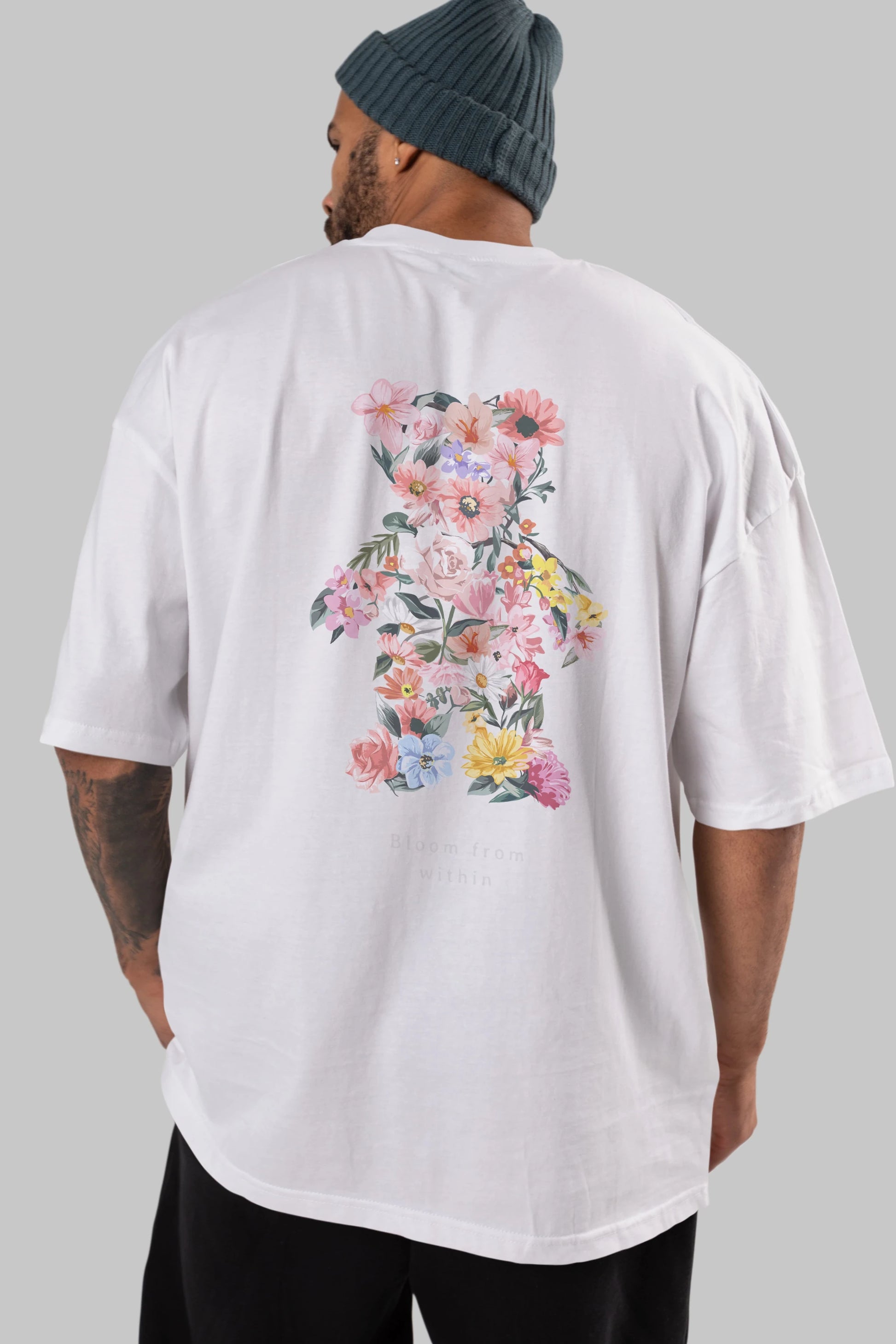 Bloom from Bear Arka Baskılı Oversize t-shirt Erkek Kadın Unisex