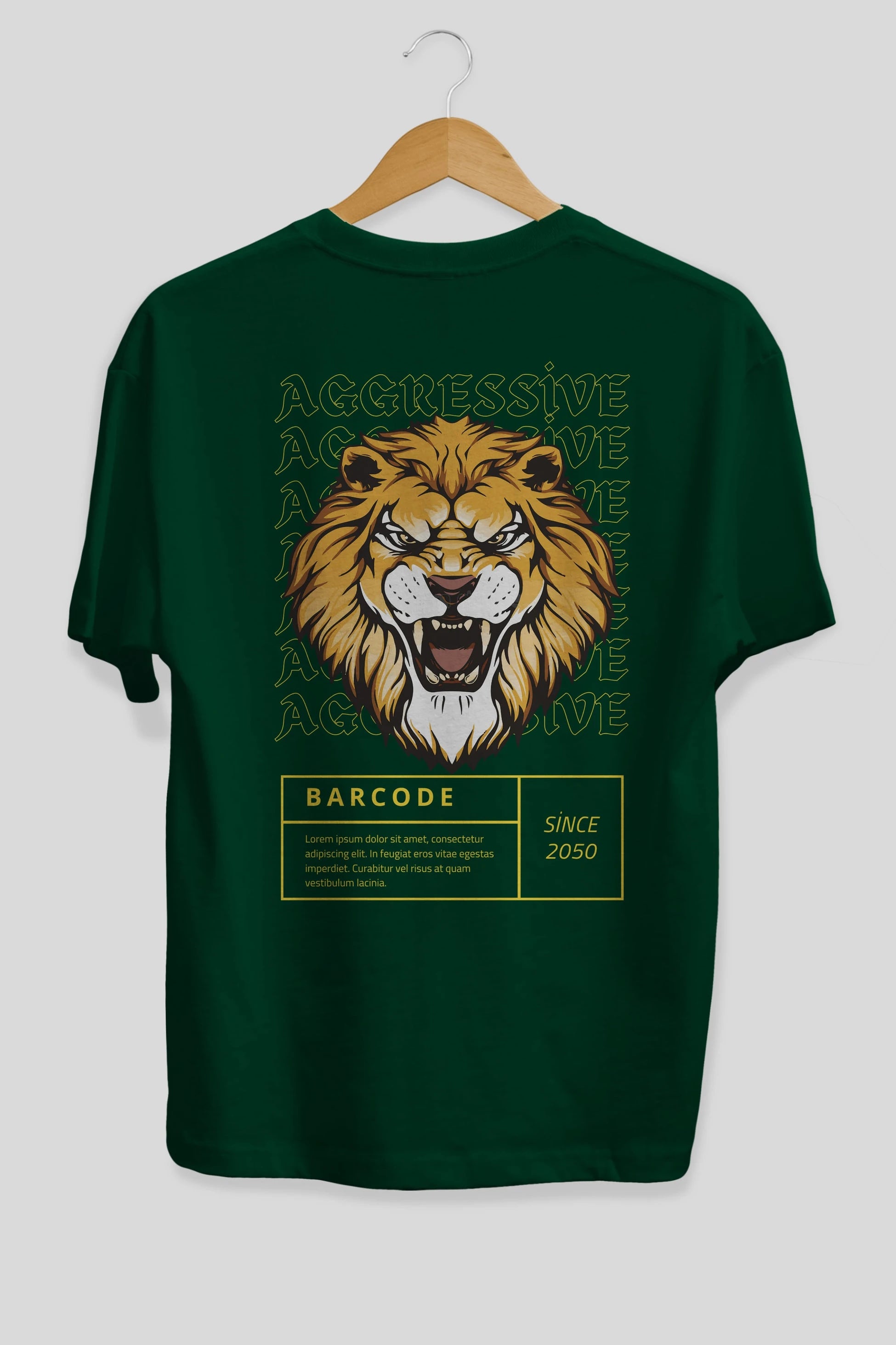 Aggressive Lion Arka Baskılı Oversize t-shirt Erkek Kadın Unisex