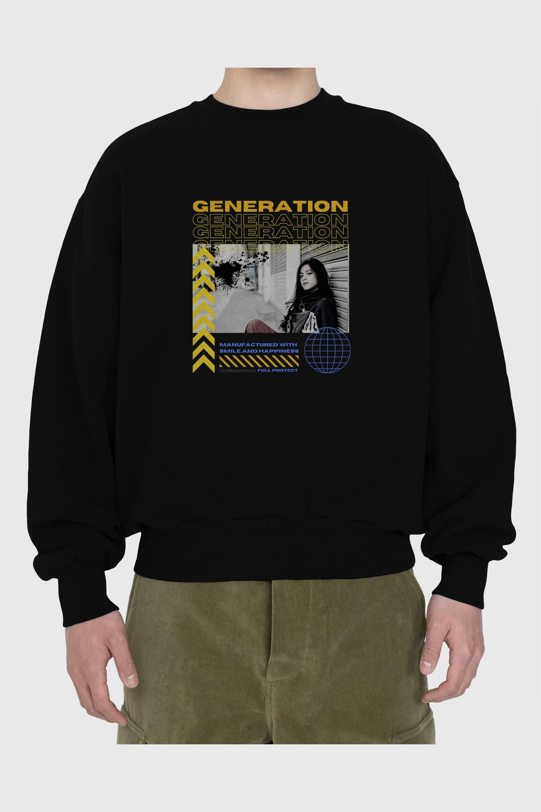 Generation Yazılı Ön Baskılı Oversize Sweatshirt Erkek Kadın Unisex