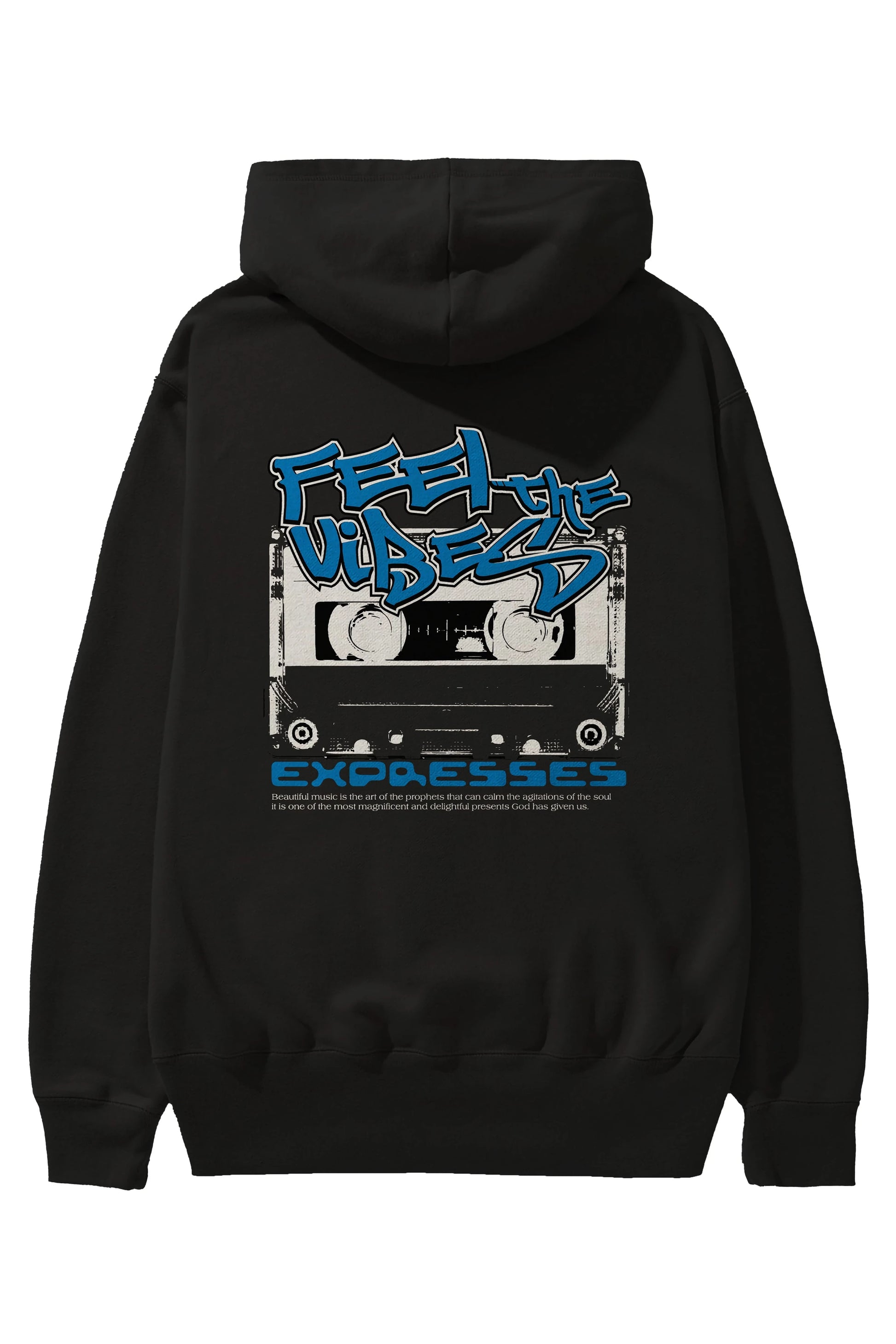 Feel The Vibes Arka Baskılı Hoodie Oversize Kapüşonlu Sweatshirt Erkek Kadın Unisex