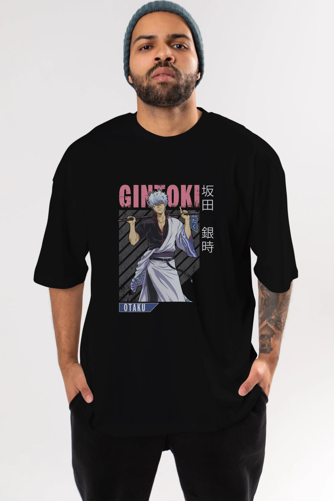 Gintoki Sakata GINTAMA 3 Anime Ön Baskılı Oversize t-shirt %100 pamuk Erkek Kadın Unisex