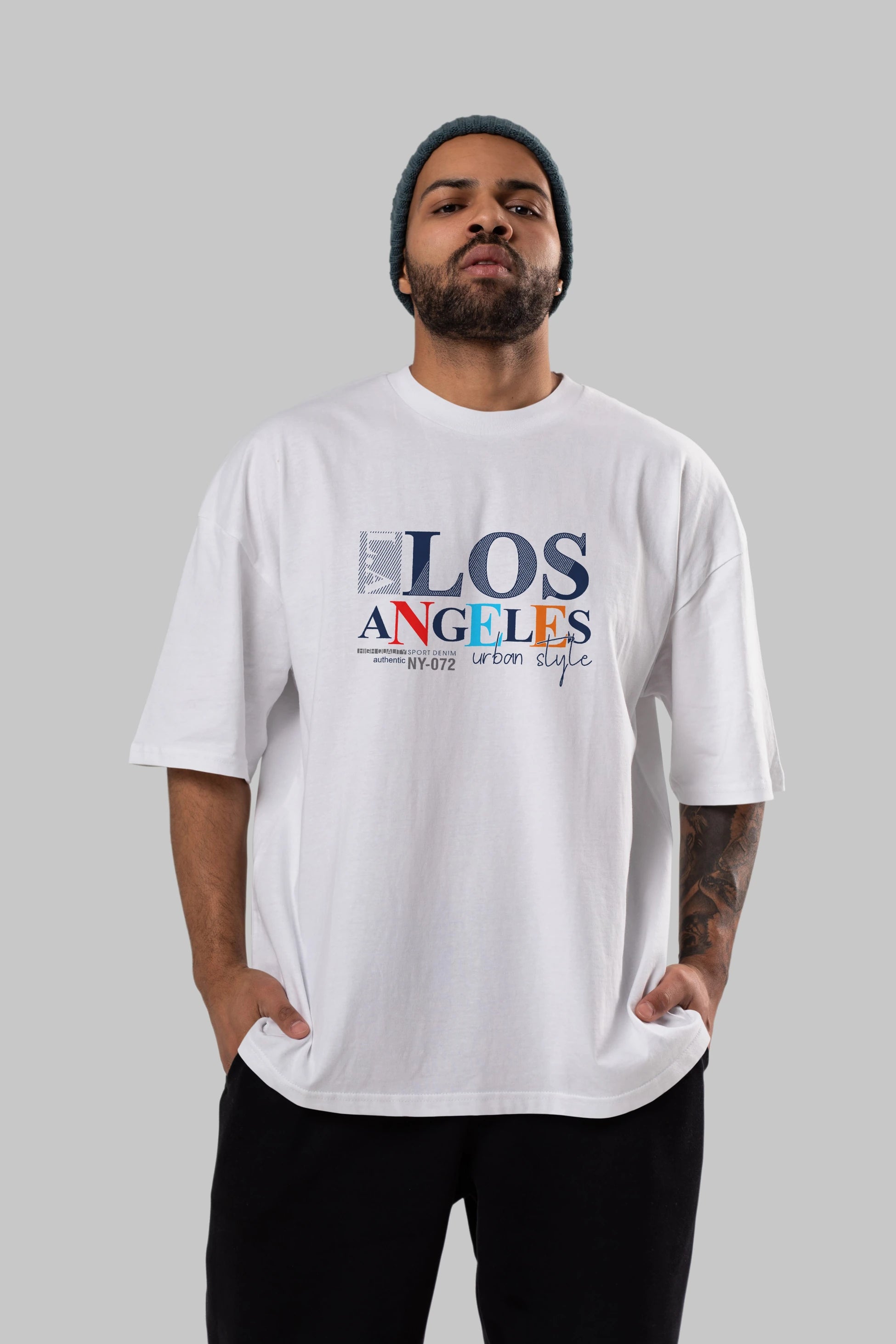 Los Angeles Style Ön Baskılı Oversize t-shirt Erkek Kadın Unisex