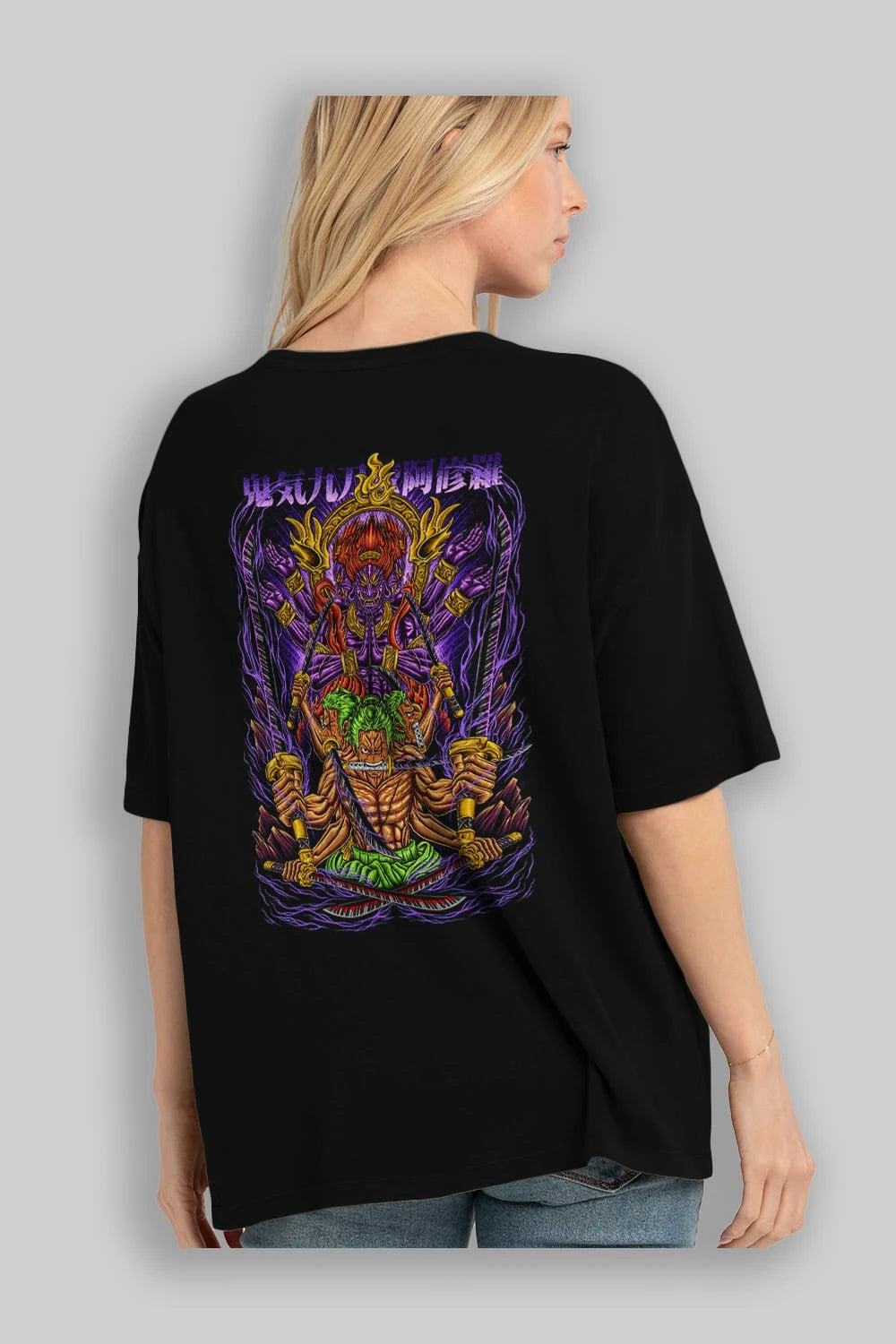 RORONOA ZORO 2 Anime Arka Baskılı Oversize t-shirt Erkek Kadın Unisex