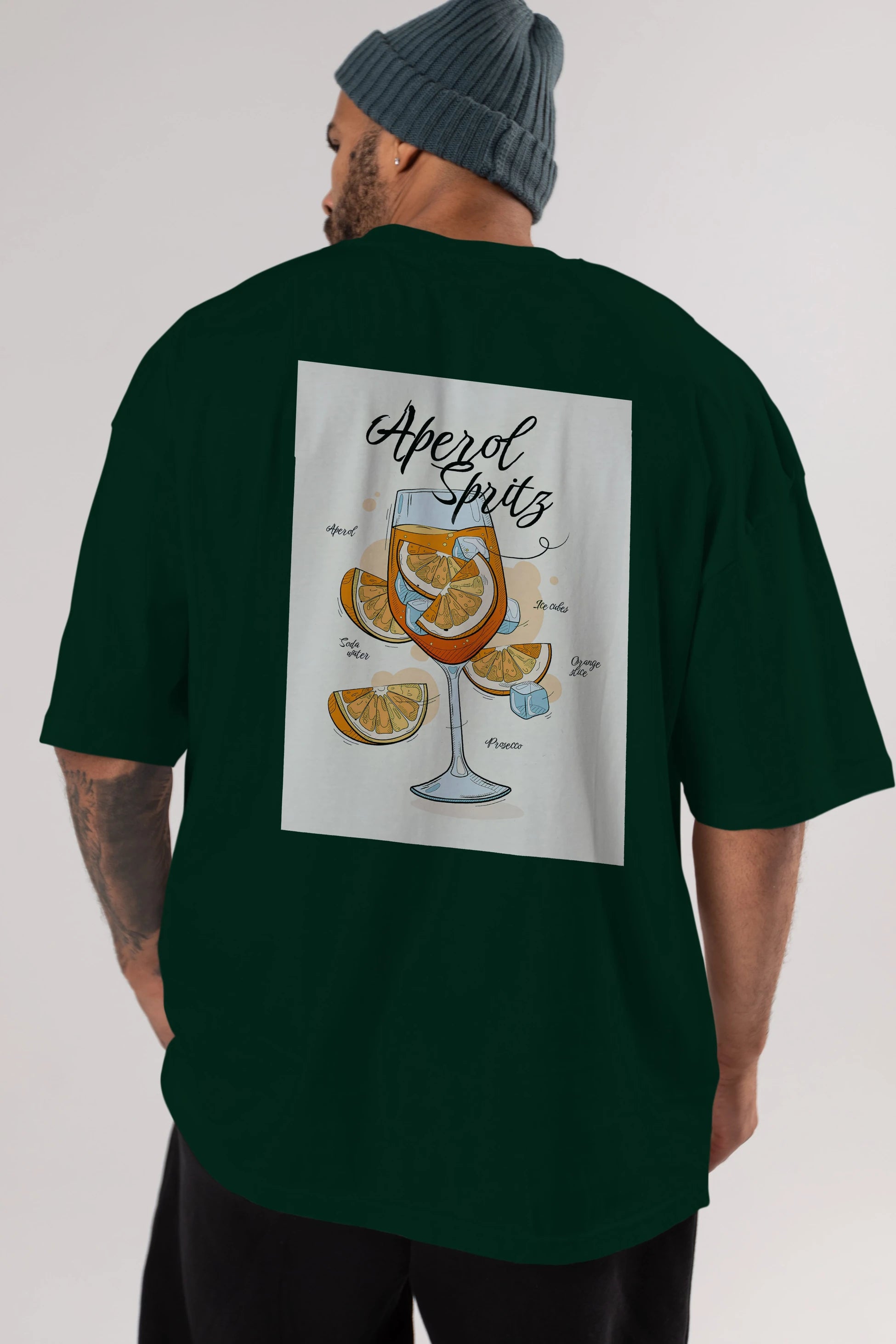Aperol Spritz 6 Arka Baskılı Oversize t-shirt Erkek Kadın Unisex %100 Pamuk Bisiklet Yaka tişort