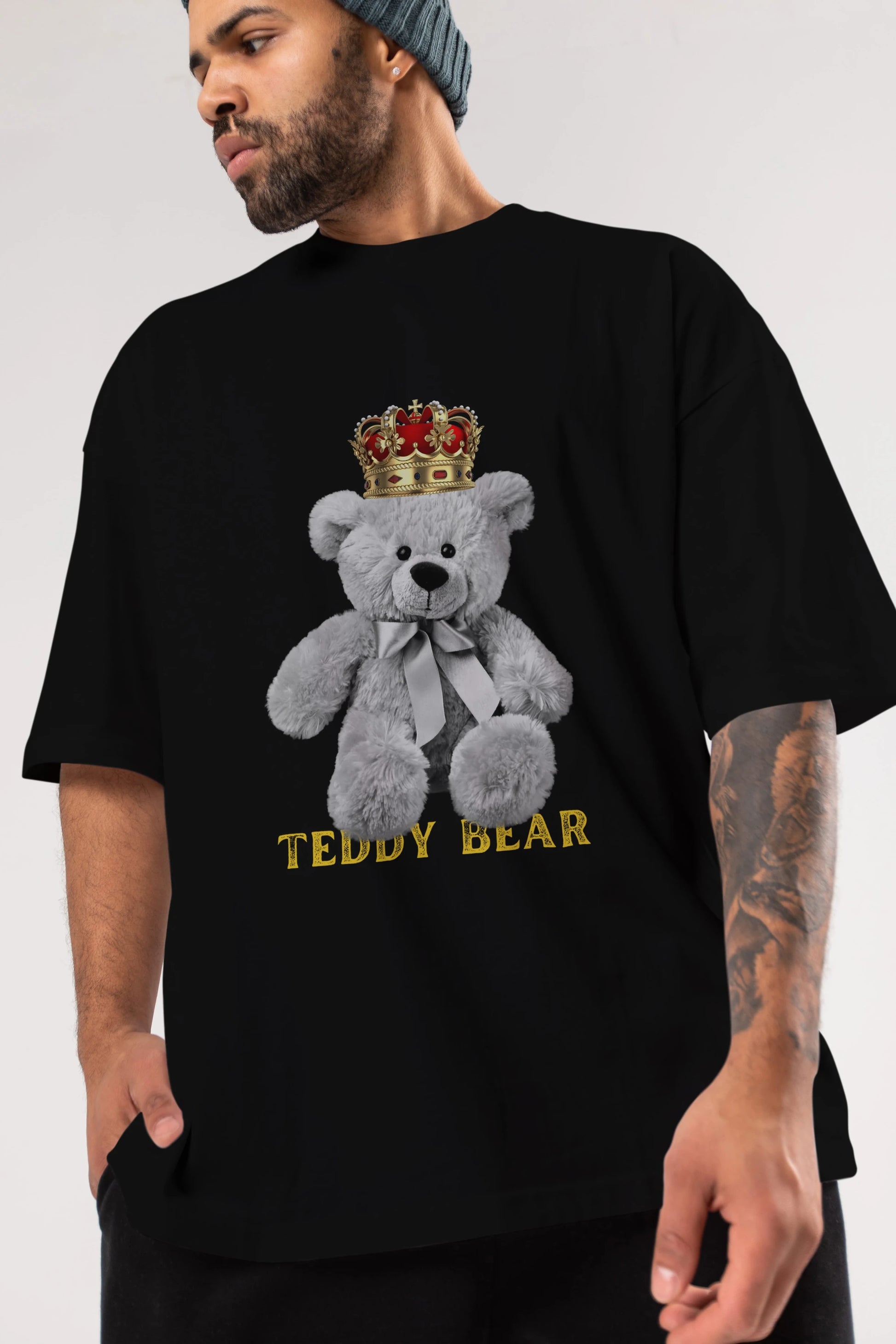 Teddy Bear Ön Baskılı Oversize t-shirt Erkek Kadın Unisex