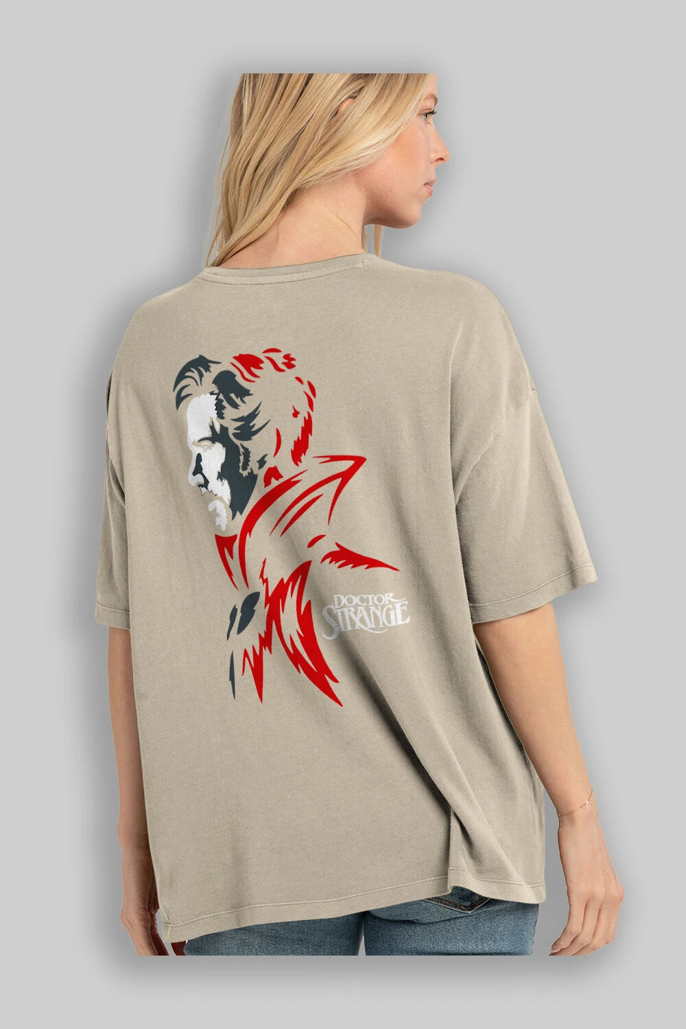 Doctor Strange (2) Arka Baskılı Oversize t-shirt Erkek Kadın Unisex %100 Pamuk Bisiklet Yaka tişort